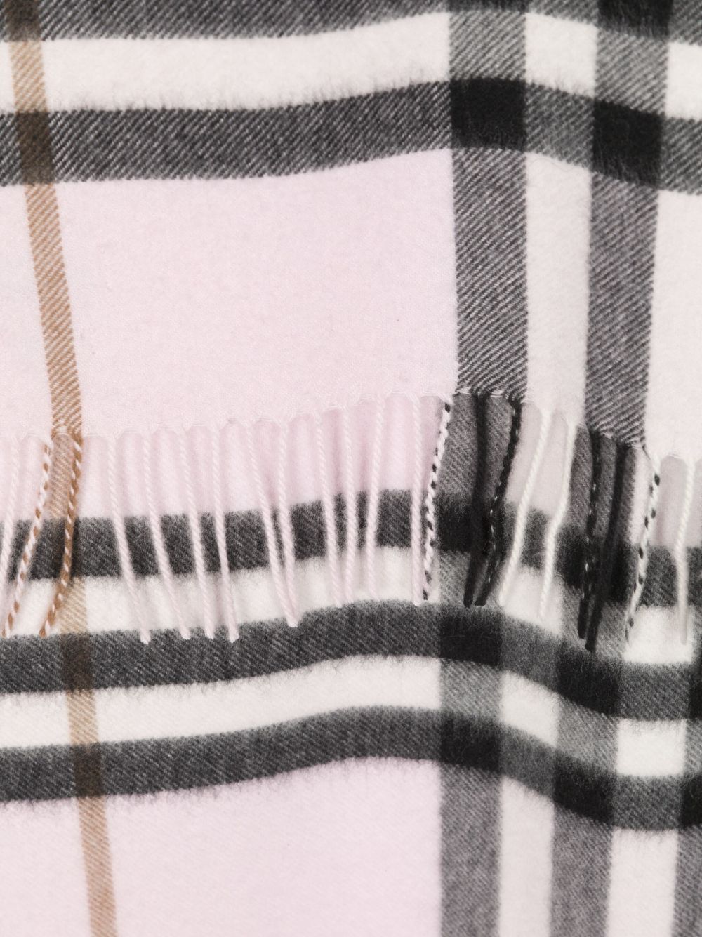 BURBERRY Plaid Cashmere Scarf with Fringed Edges