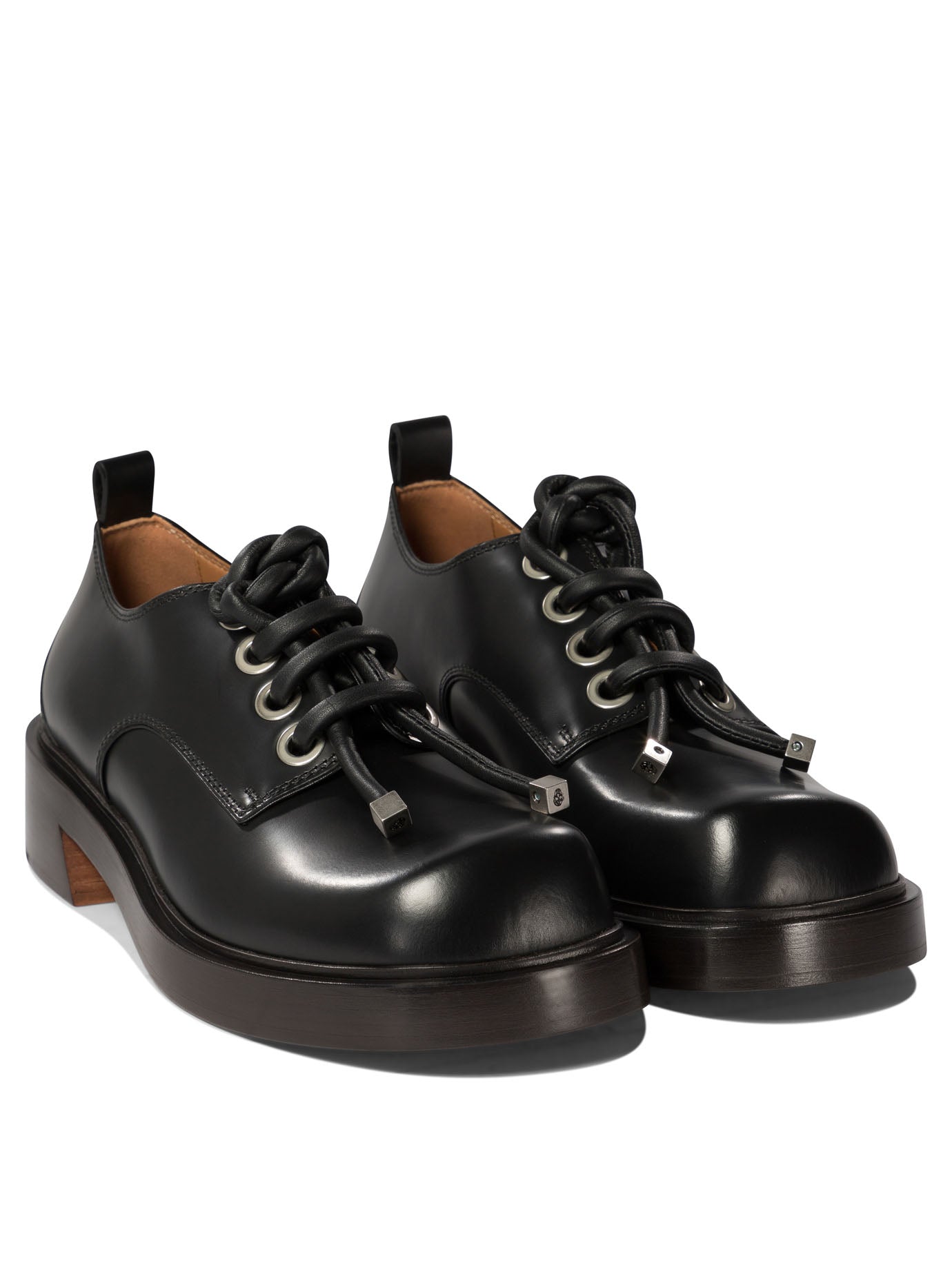 ALEXANDER MCQUEEN Lace-up Derby Dress Shoes with Oversized Squared Toe