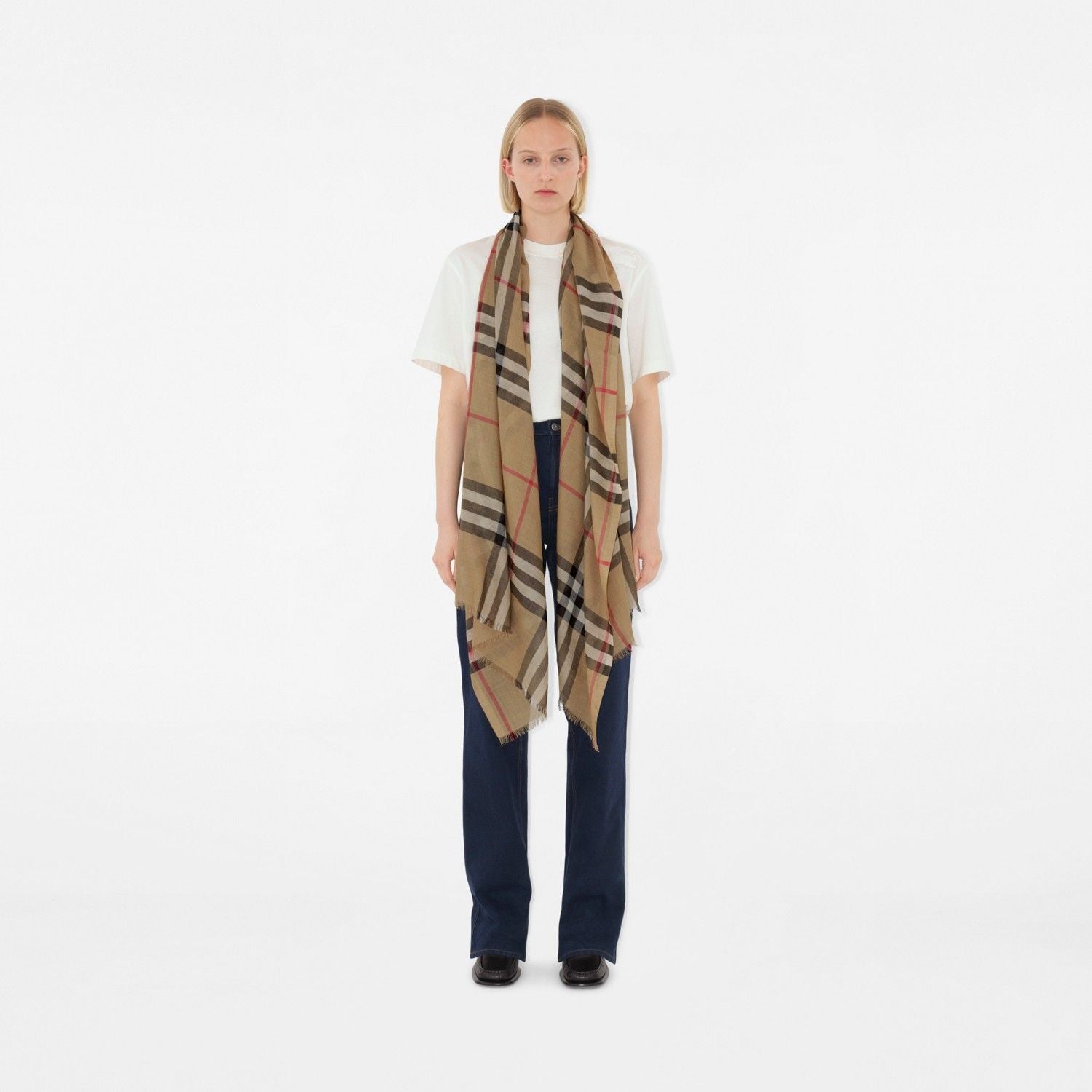 BURBERRY Check Gauze Scarf 220x70