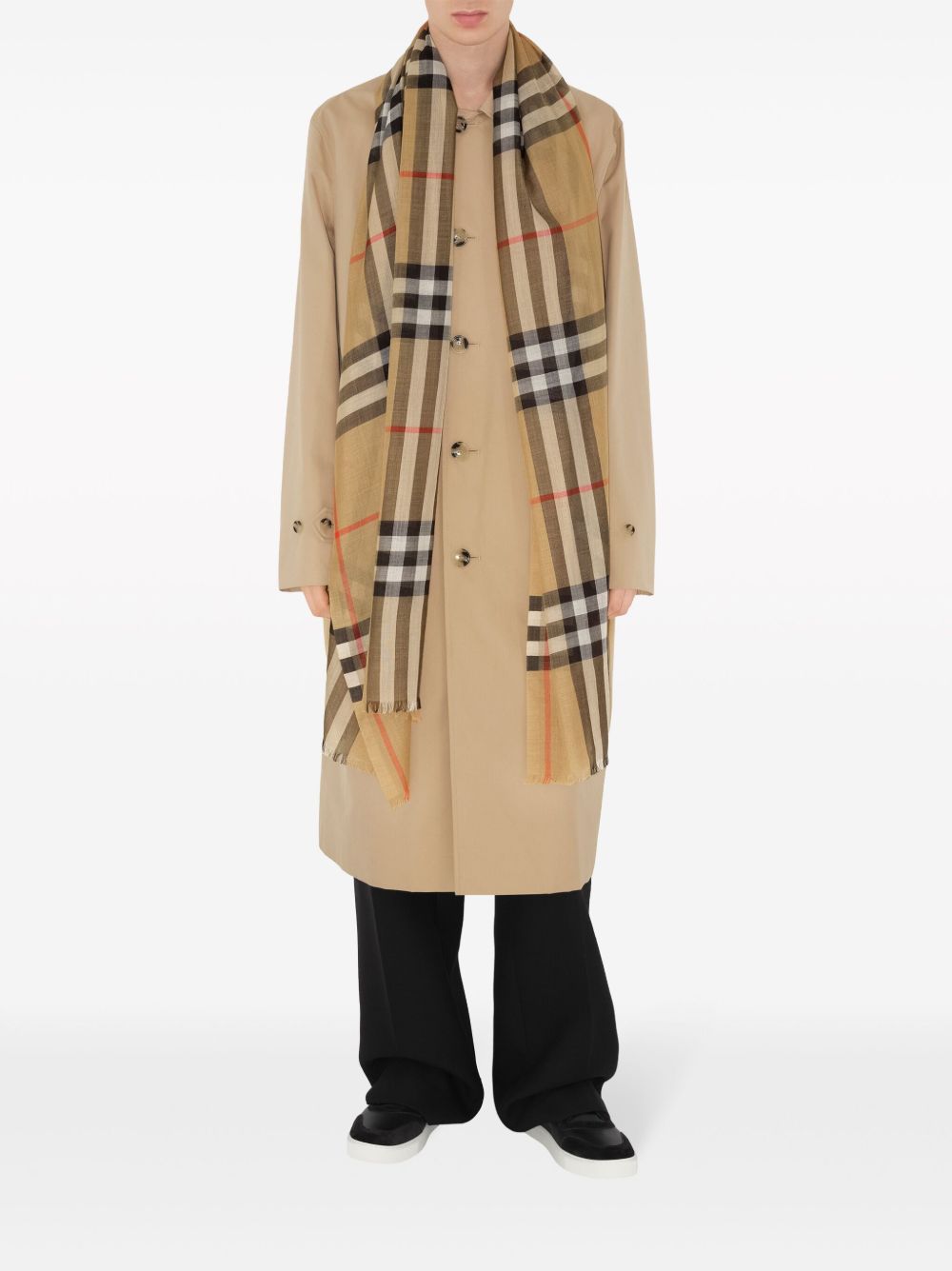 BURBERRY Giant Check Wool and Silk Scarf