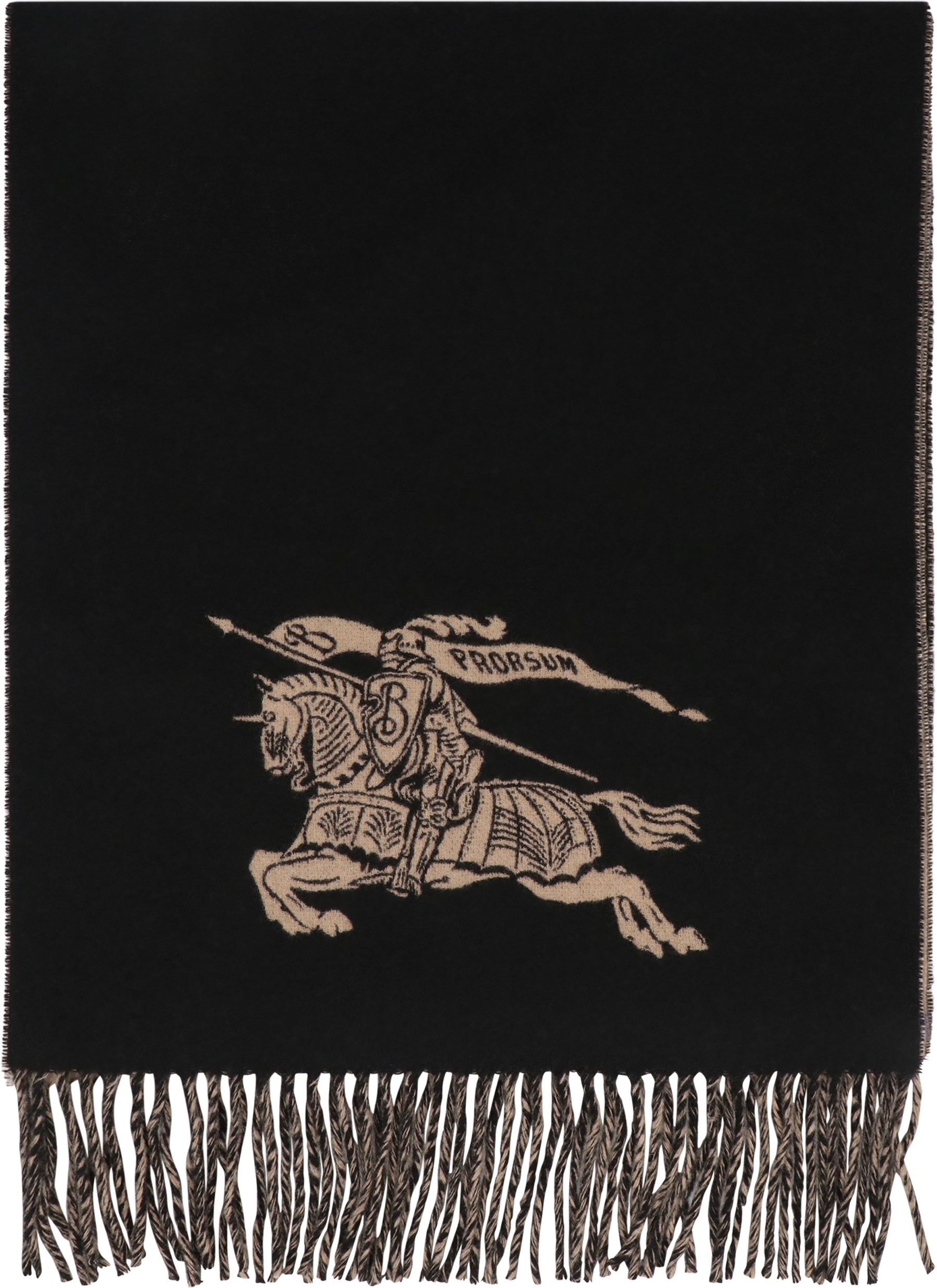 BURBERRY Cashmere Scarf with Fringed Edges - Size 210X45 CM