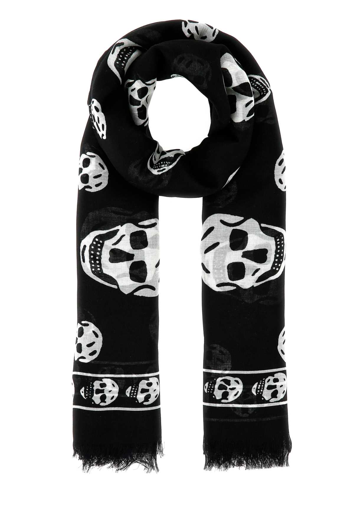 ALEXANDER MCQUEEN Printed Chiffon Foulard with Skull Design - 104x120