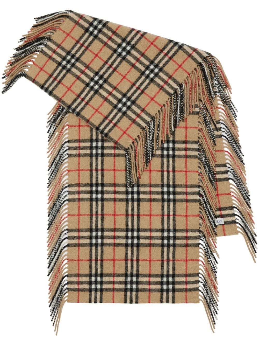 BURBERRY Checked Embroidered Cashmere Scarf