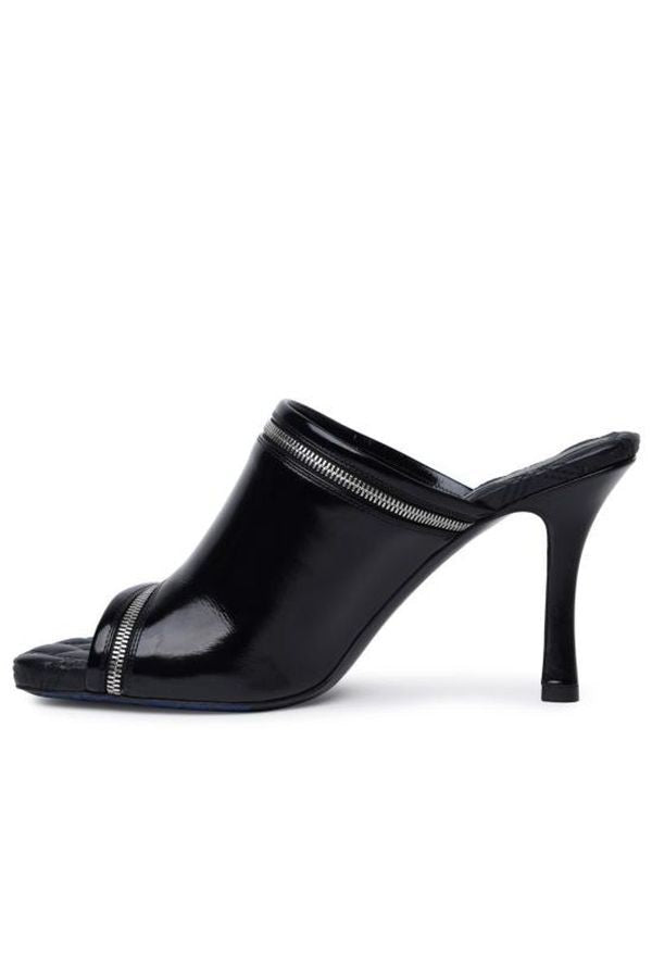 BURBERRY Mini Peep Sandals with Zipper Closure and Equestrian Design