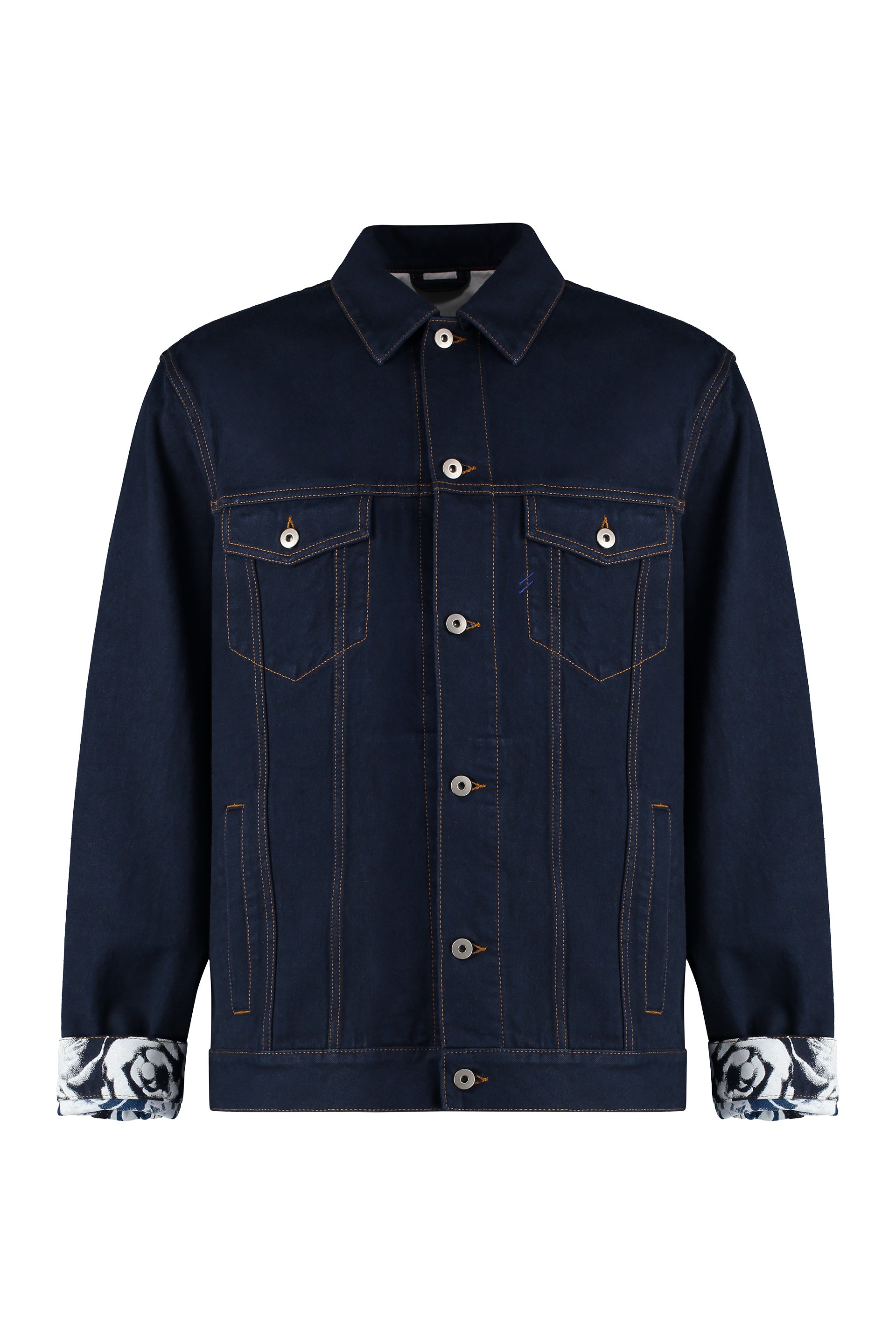 BURBERRY Denim Jacket with Leather Logo Tag for Men