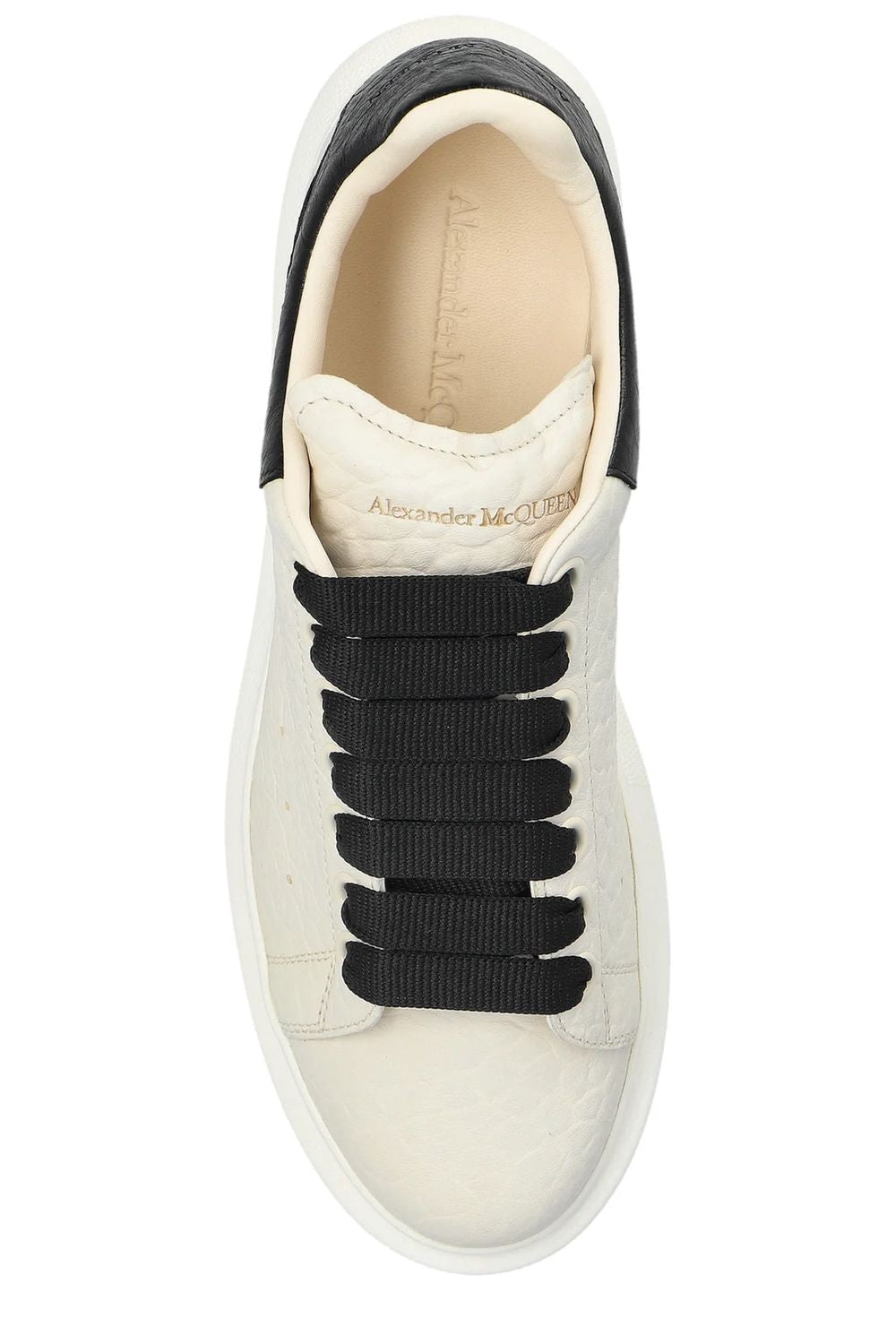 ALEXANDER MCQUEEN Women's Classic Leather Sneakers with Black Leather Heel