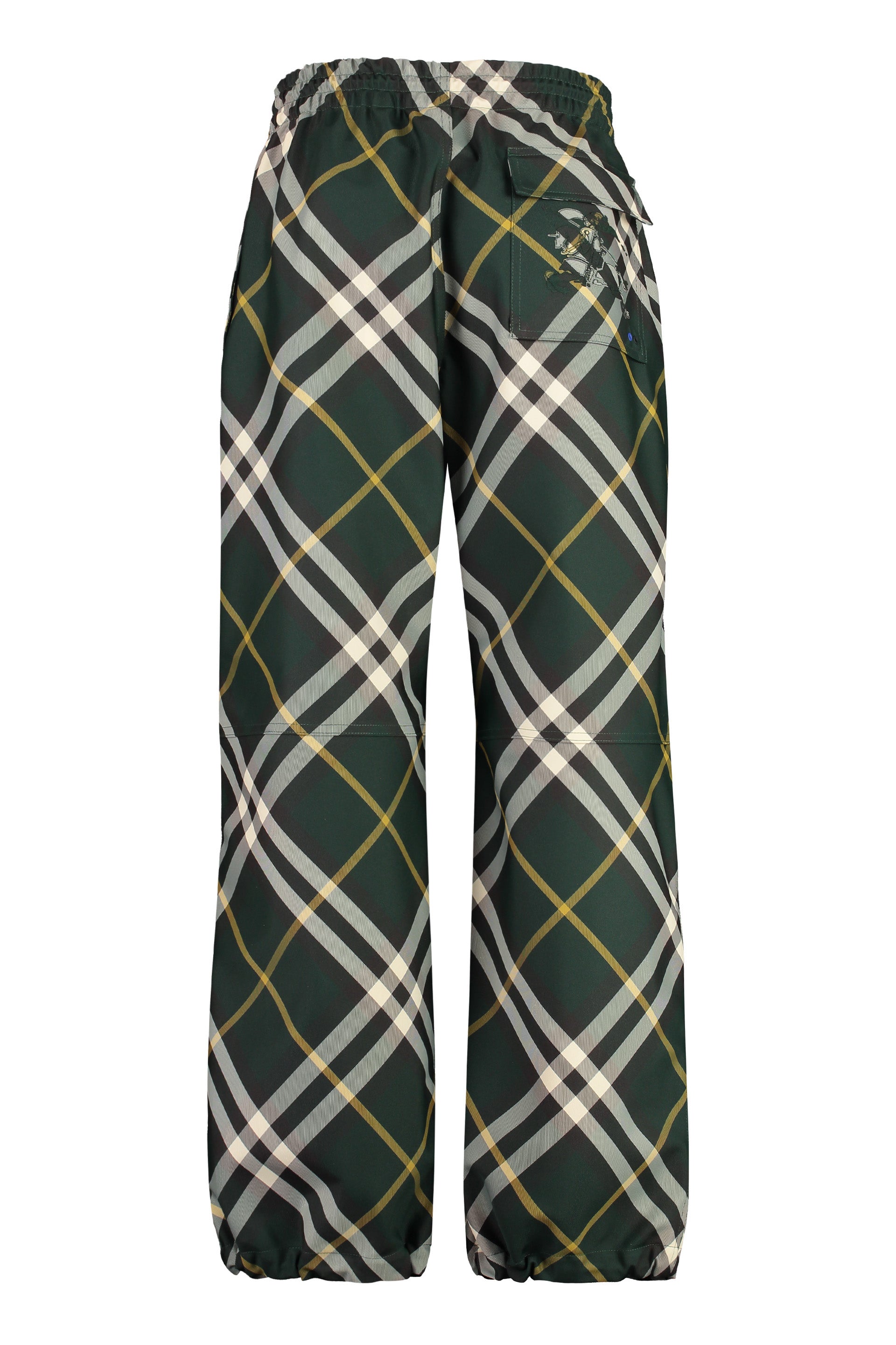 BURBERRY Technical Fabric Pants with Check Motif