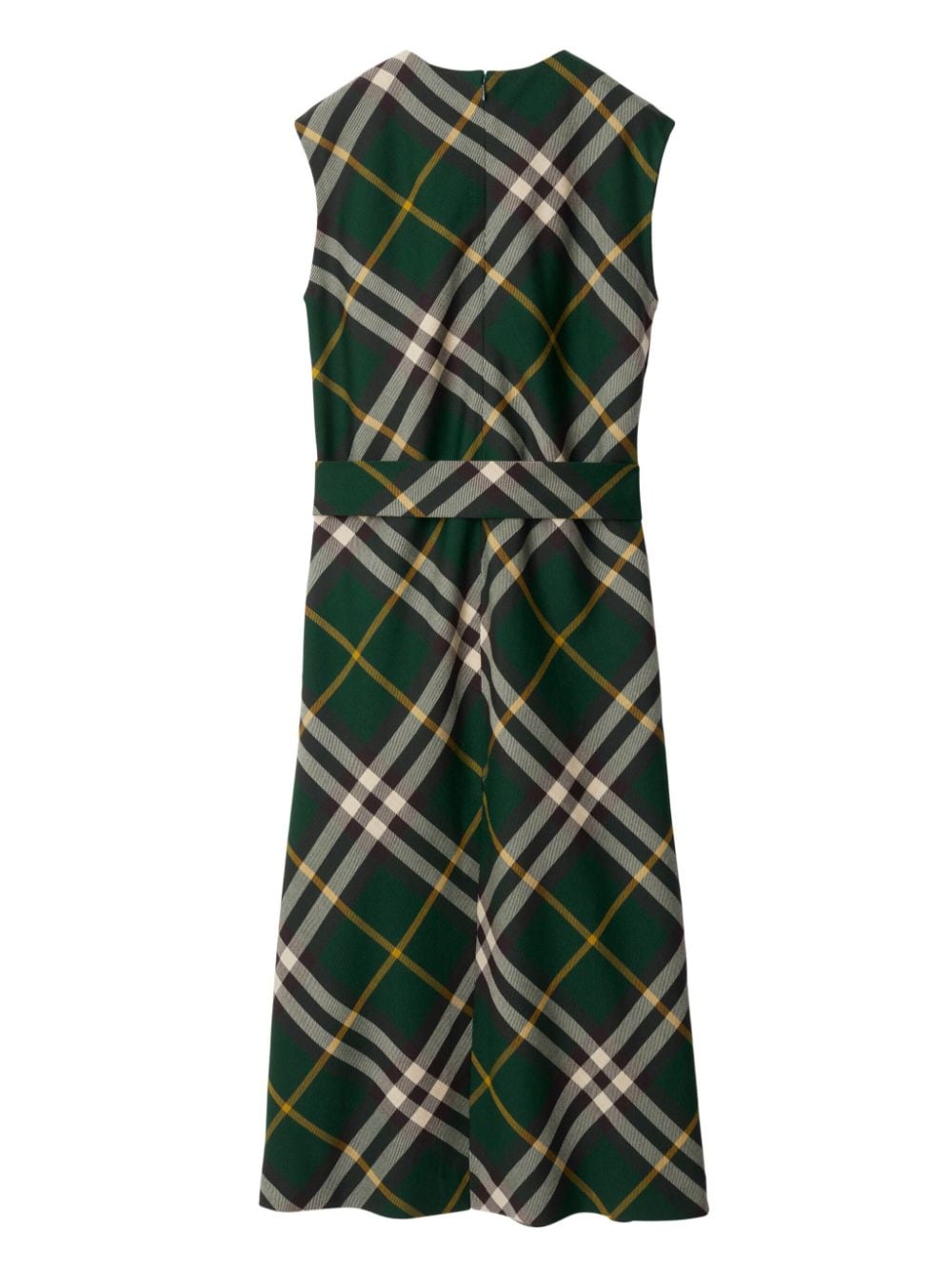 BURBERRY Wool Check Motif Midi Dress
