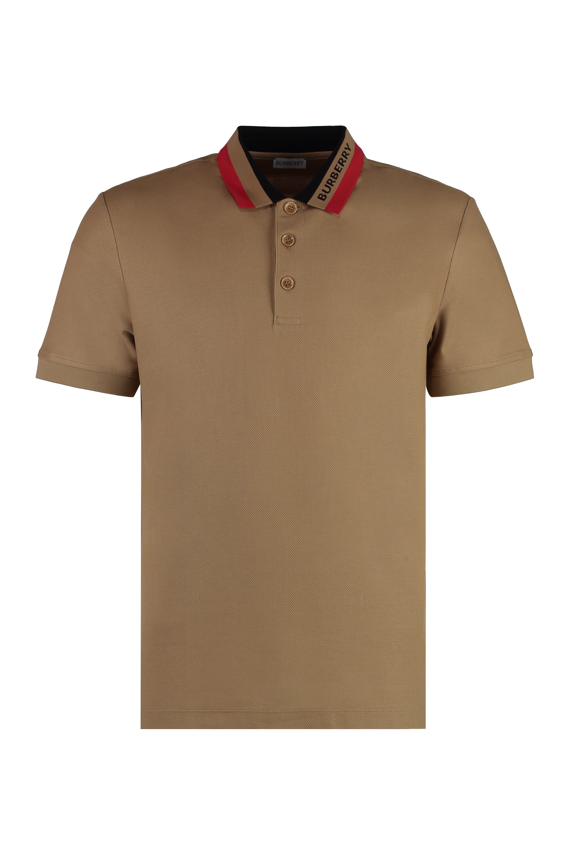 BURBERRY Cotton-Piqué Polo Shirt with Side Slits