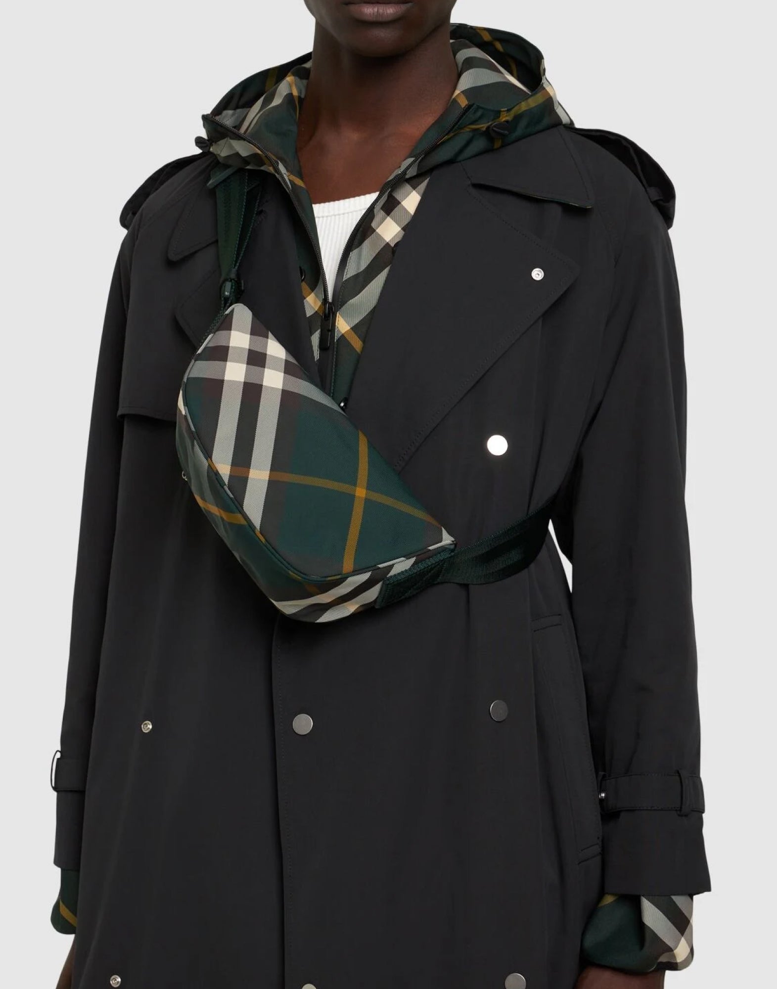 BURBERRY Shield Check Logo Mini Crossbody Handbag (27X7X13 CM)