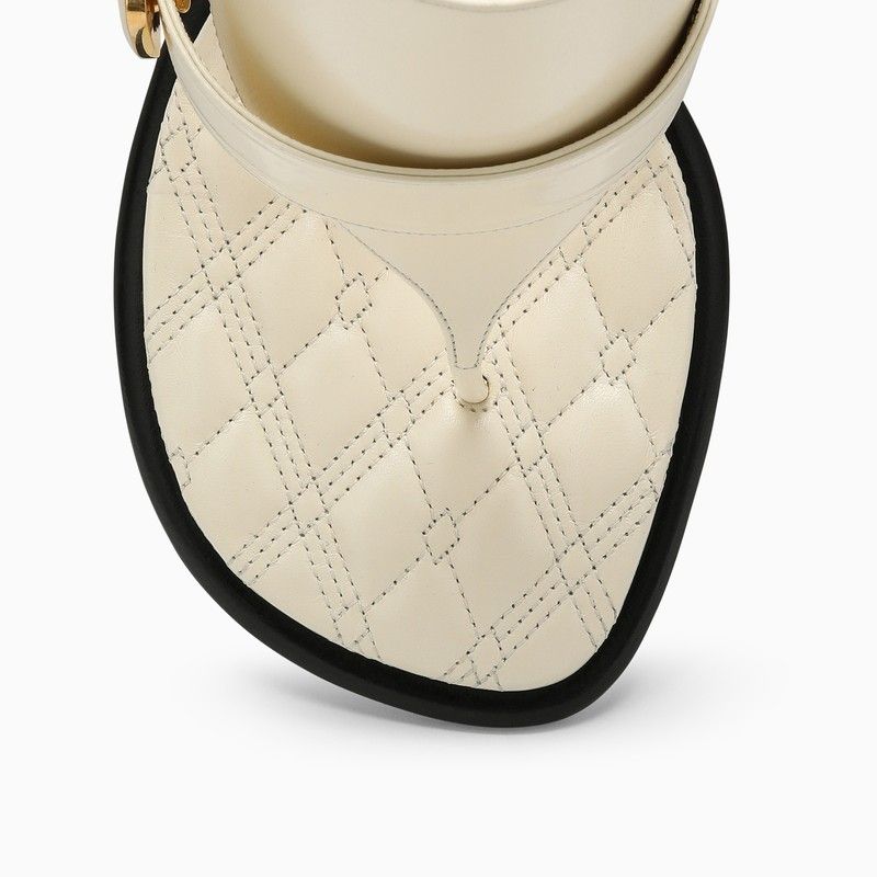 BURBERRY Leather Heeled Thong Sandals