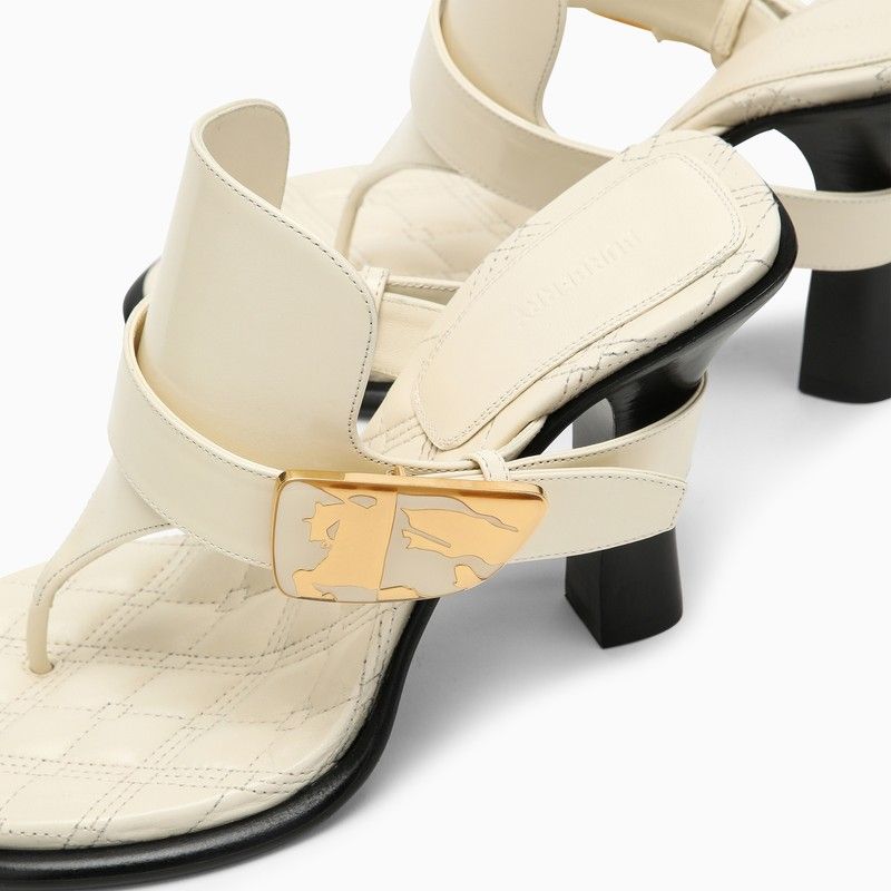 BURBERRY Leather Heeled Thong Sandals