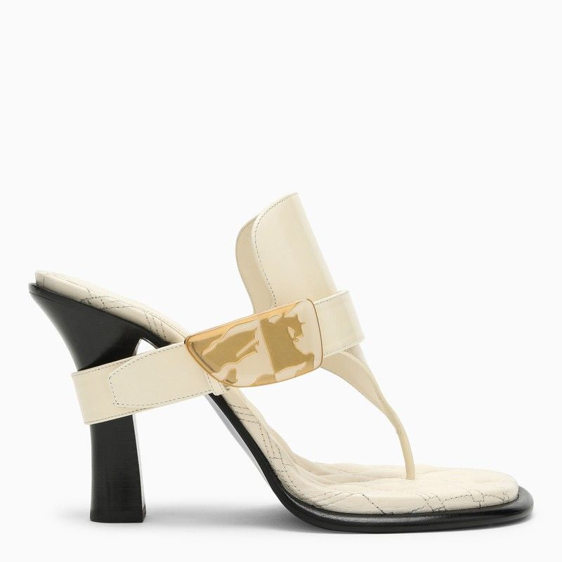 BURBERRY Leather Heeled Thong Sandals