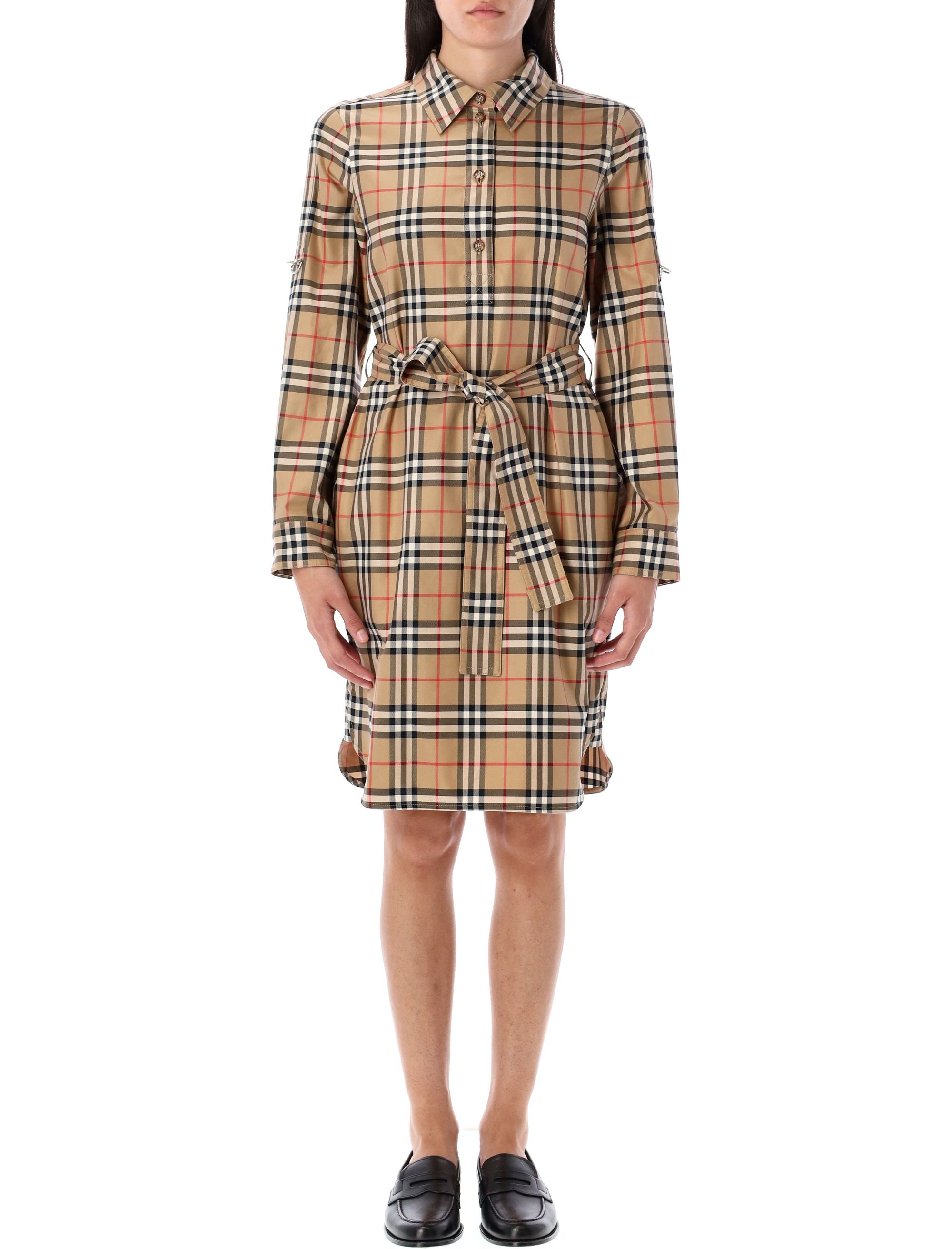 BURBERRY Check Cotton Shirt Dress - Size 8