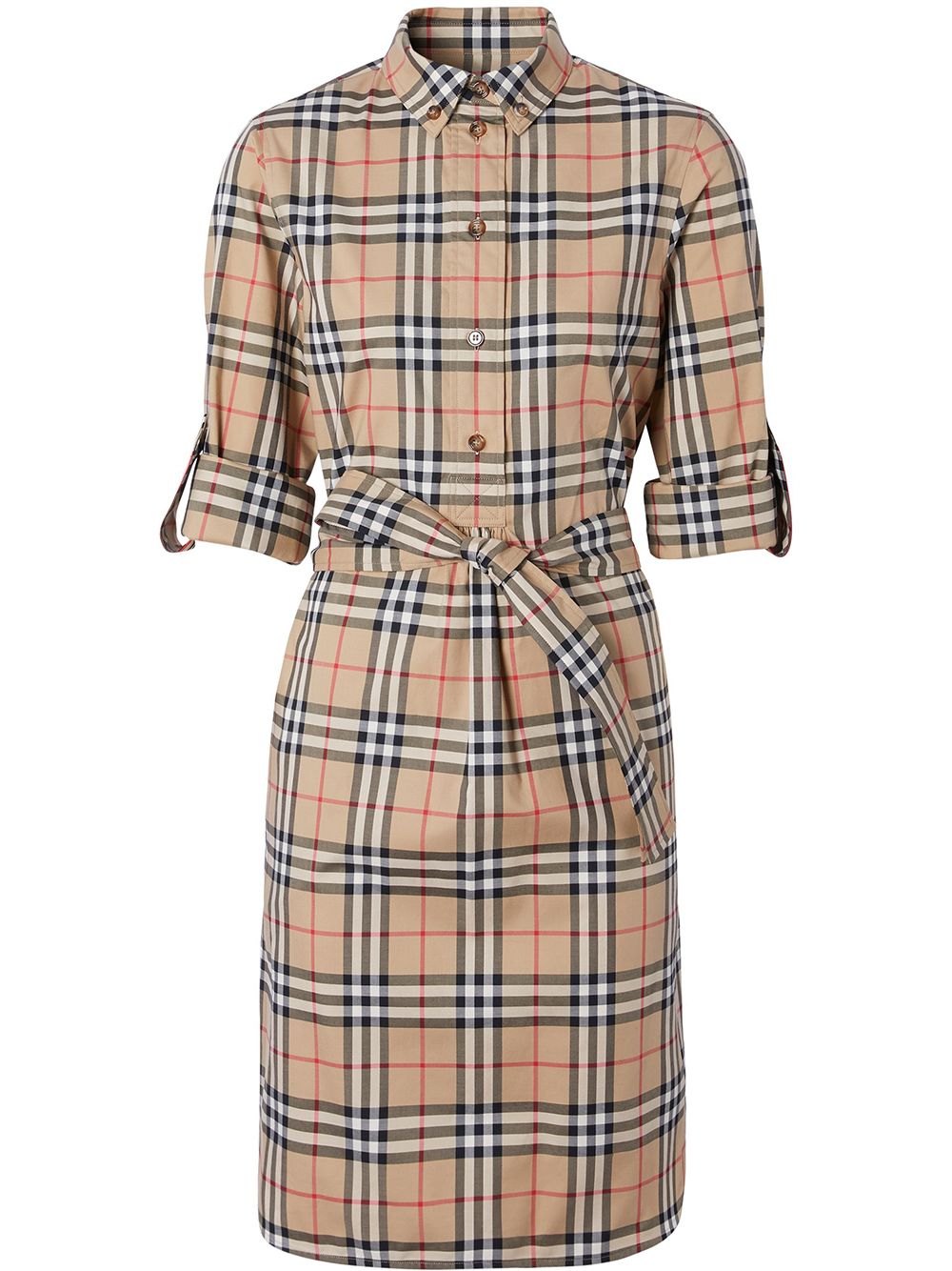 BURBERRY Embroidered Checked Cotton Dress