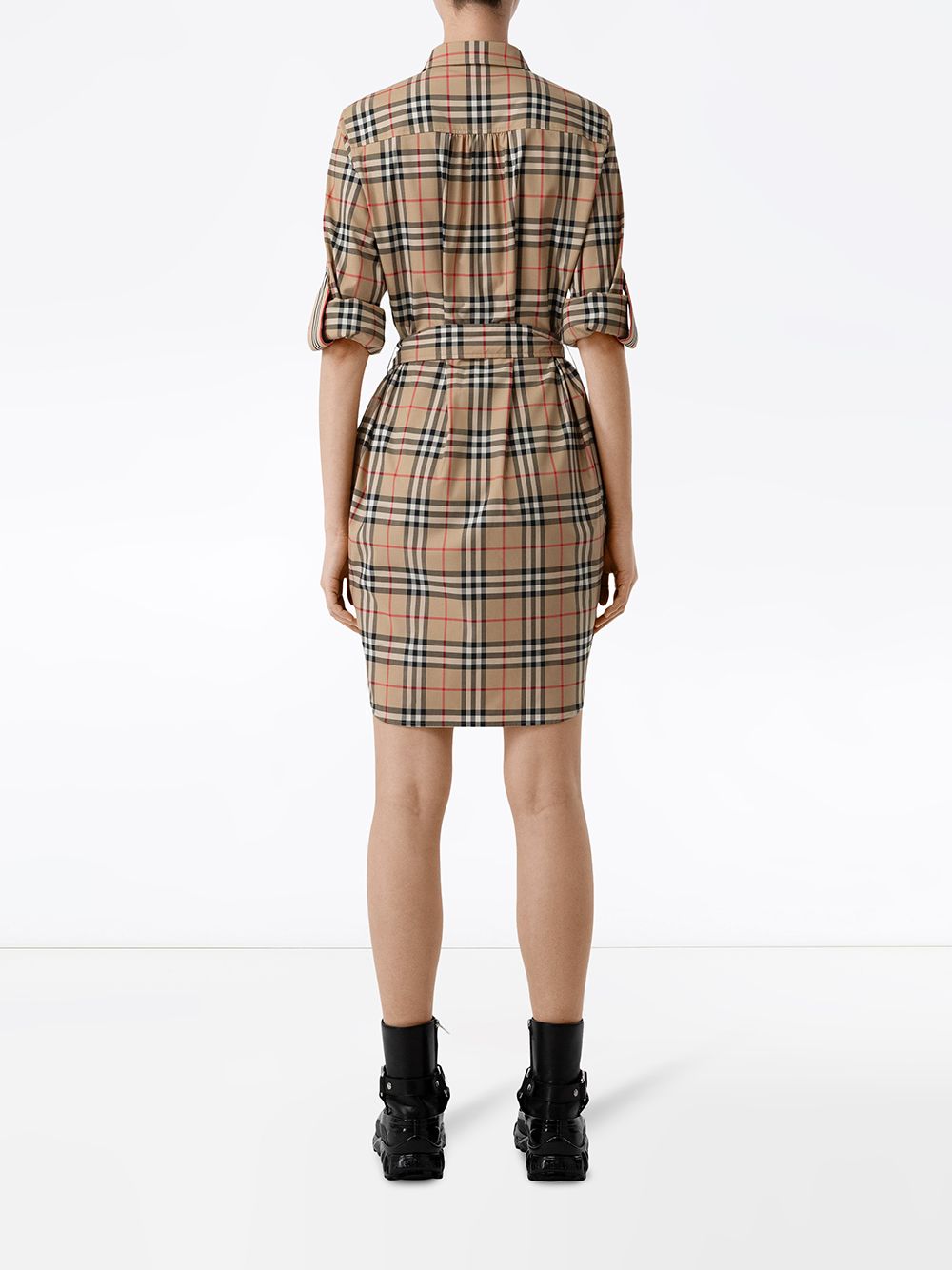 BURBERRY Embroidered Checked Cotton Dress