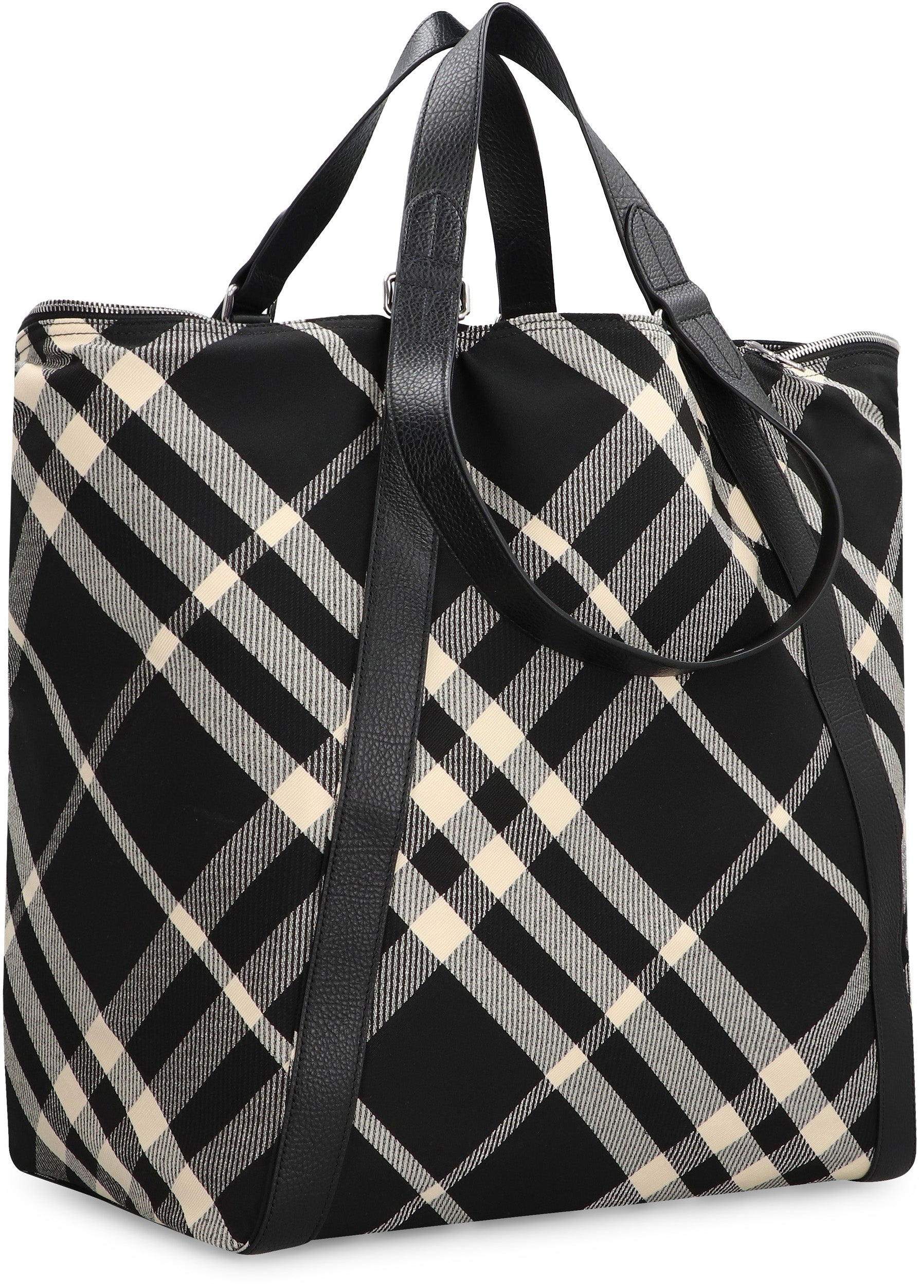 BURBERRY Tartan Motif Fabric Tote Handbag - 37cm x 43cm x 24cm