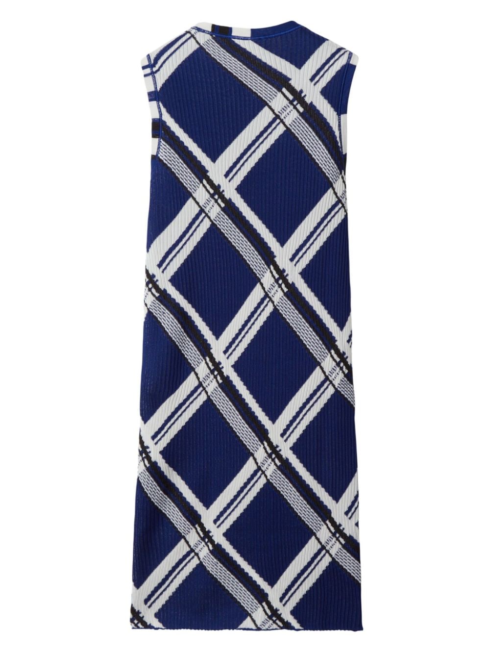 BURBERRY Silk Check Motif Dress with Ribbed Detailing - Women's Sleeveless Mini Dress