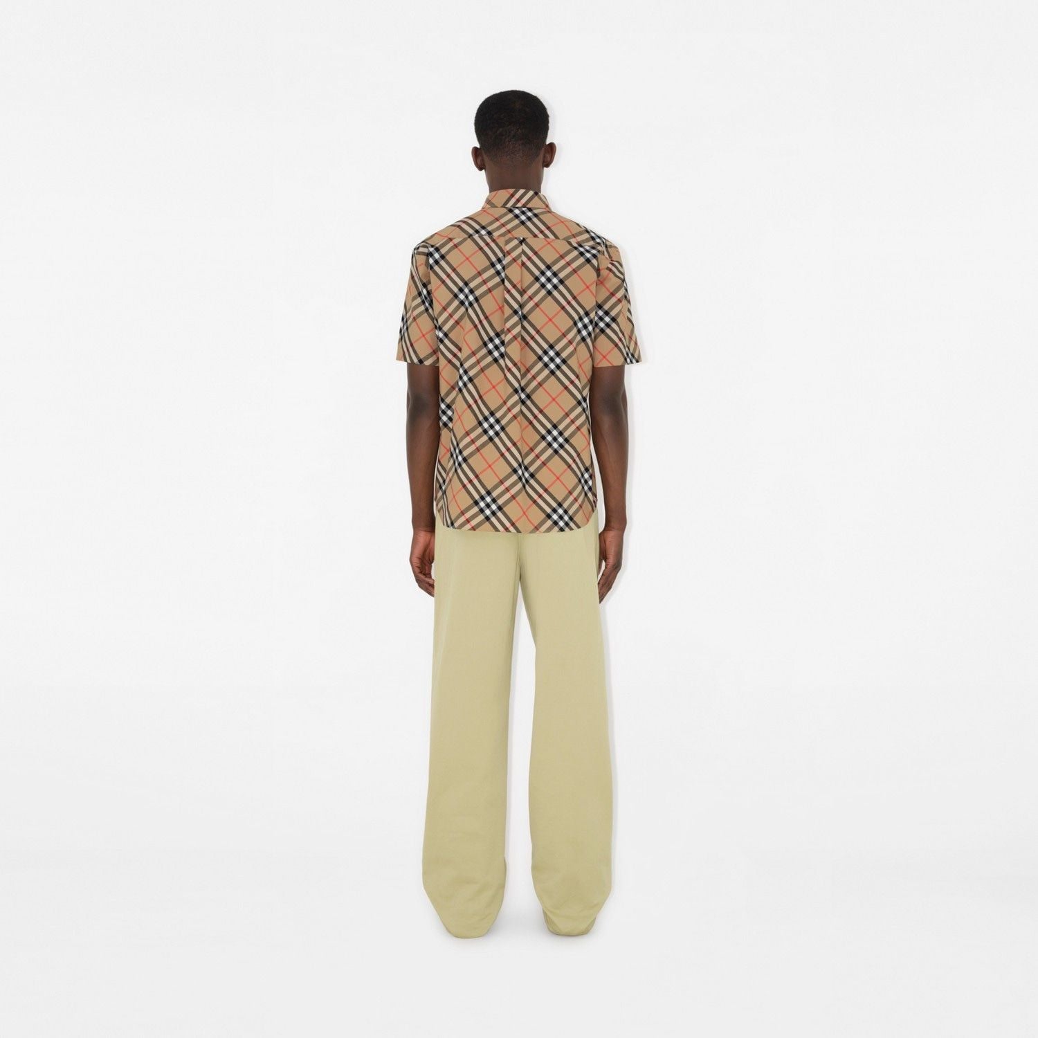 BURBERRY Checkered Design Cotton Shirt with Rounded Hem for Men