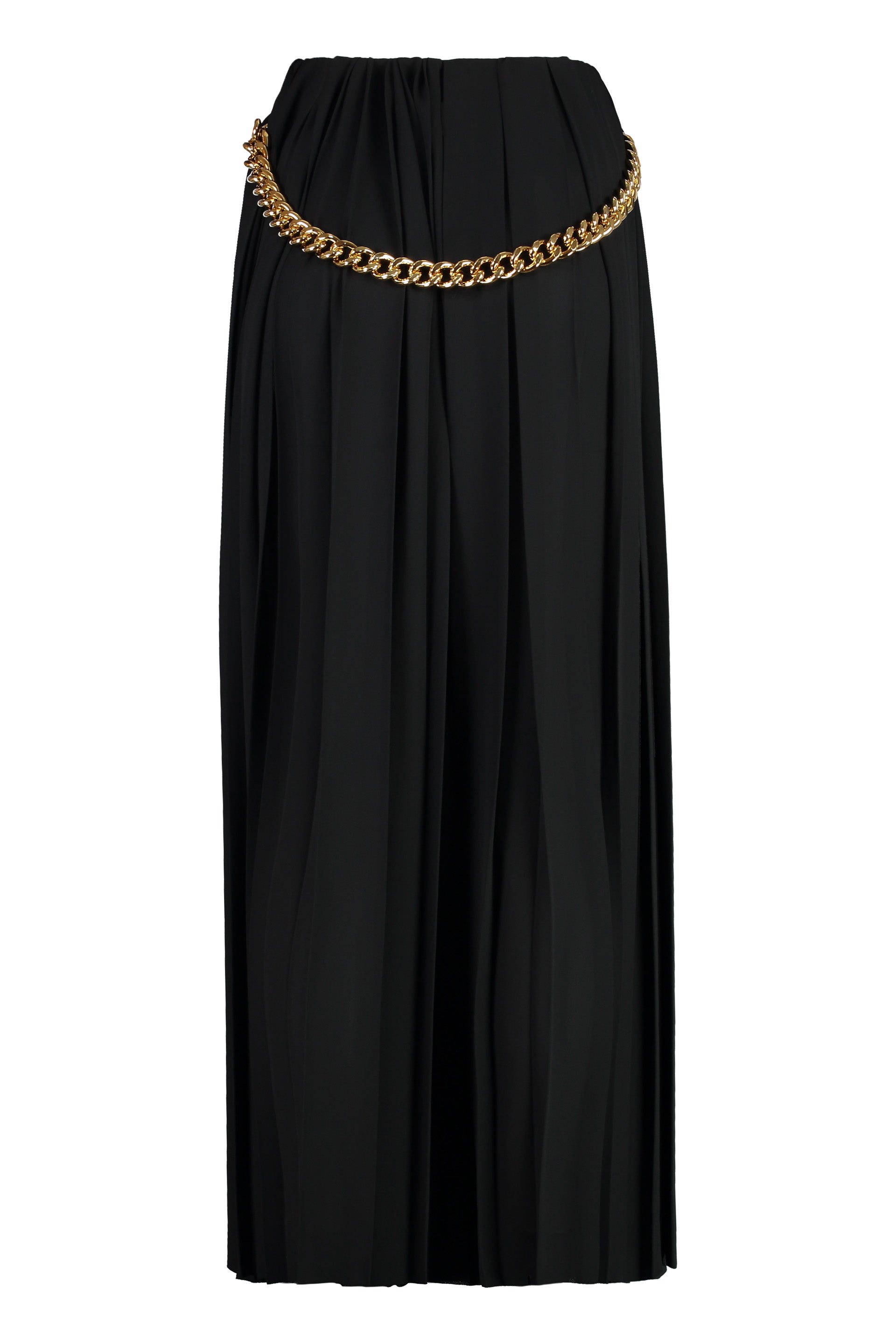 BALENCIAGA High-Waisted Pleated Skirt with Chunky Chain - Ankle Length