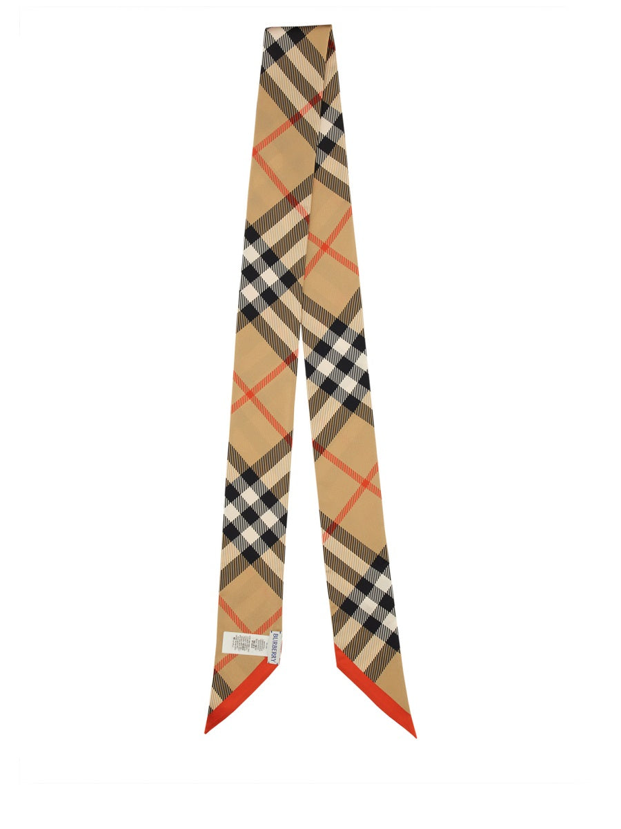 BURBERRY Check Silk Foulard with Pointed Tip