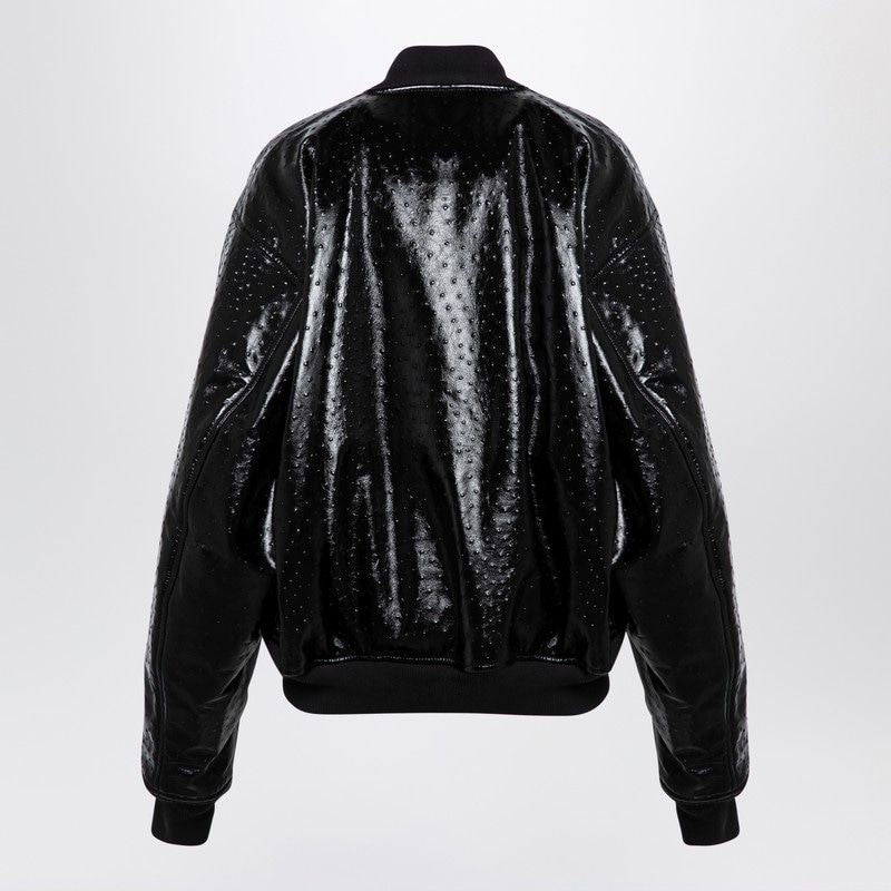 BALENCIAGA Ostrich-Effect Leather Bomber Jacket - Women's