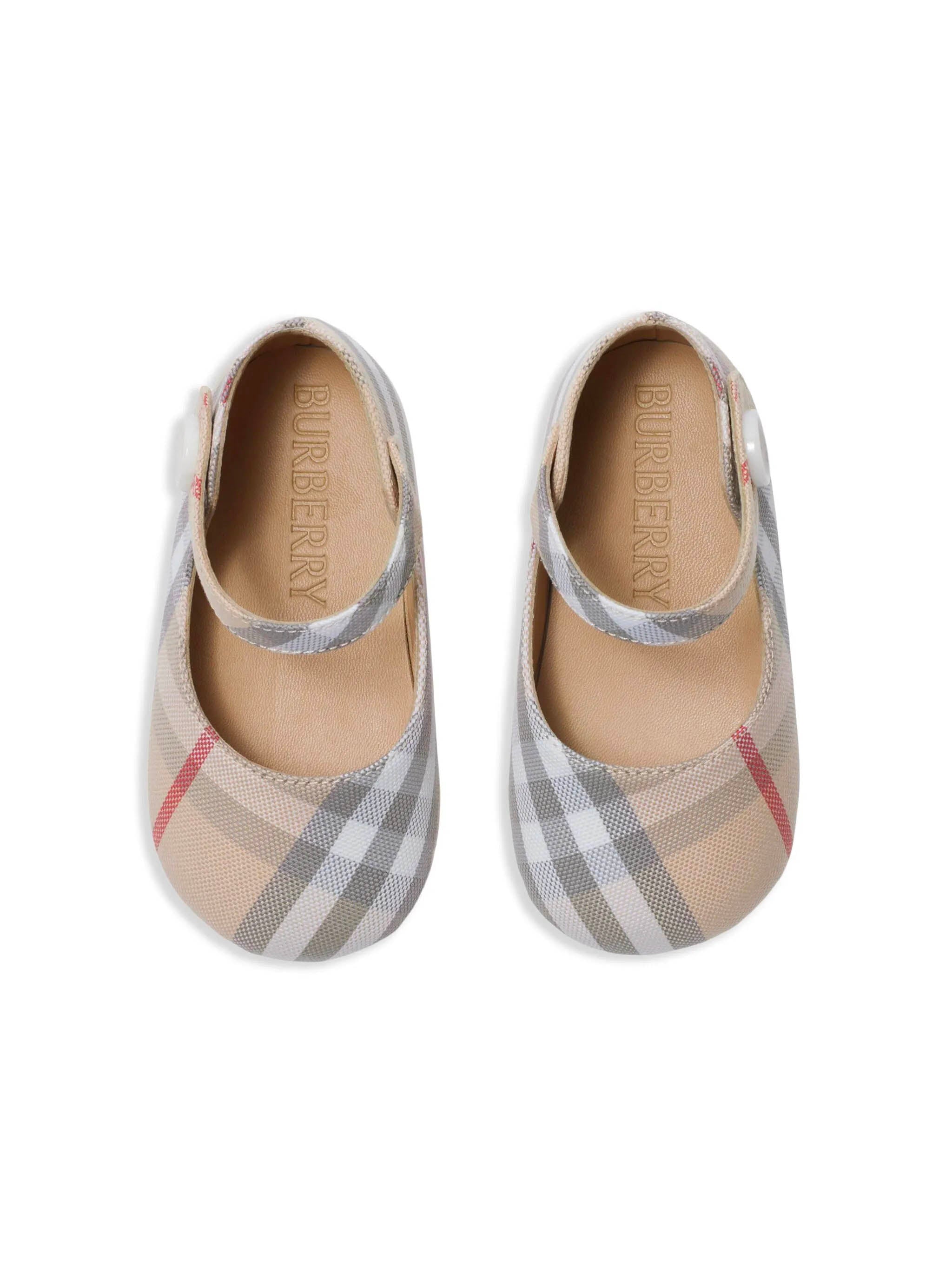 BURBERRY KIDS Kids Check Cotton Mary Jane Flats