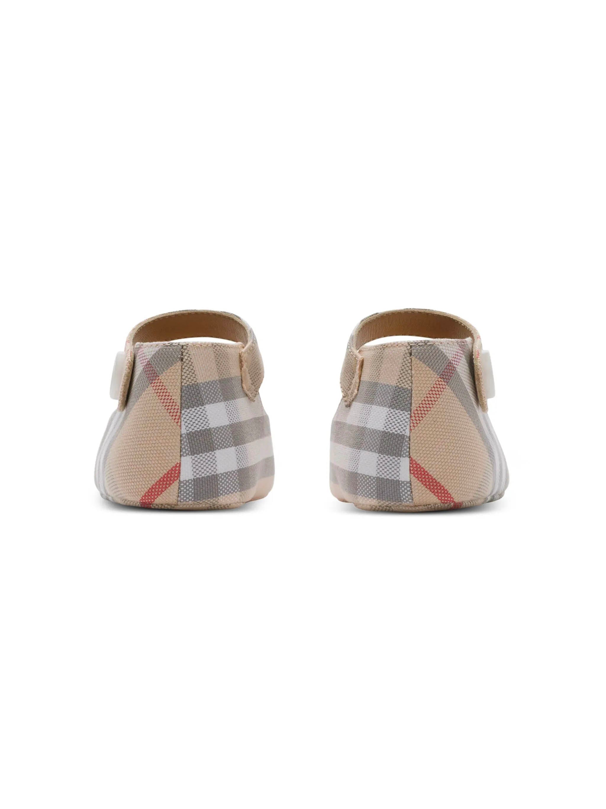 BURBERRY KIDS Kids Check Cotton Mary Jane Flats