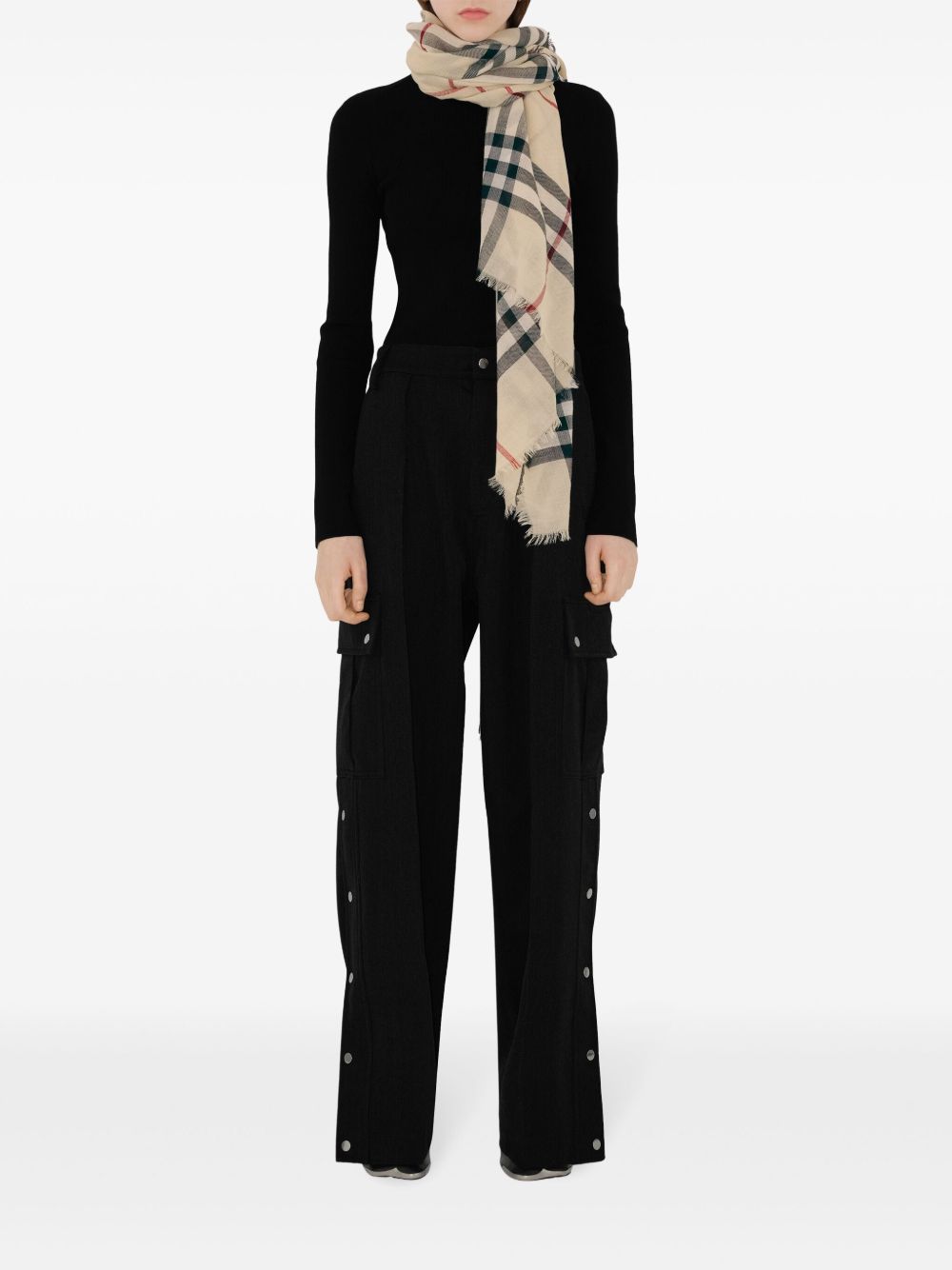 BURBERRY Giant Check Wool Scarf - Long Length for Women