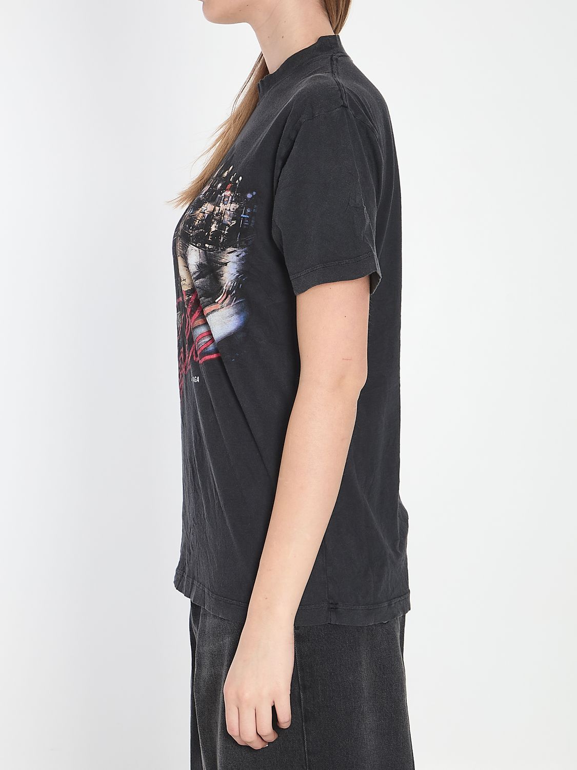 BALENCIAGA Crewneck Short-Sleeve T-Shirt with Pigalle Print - Size M