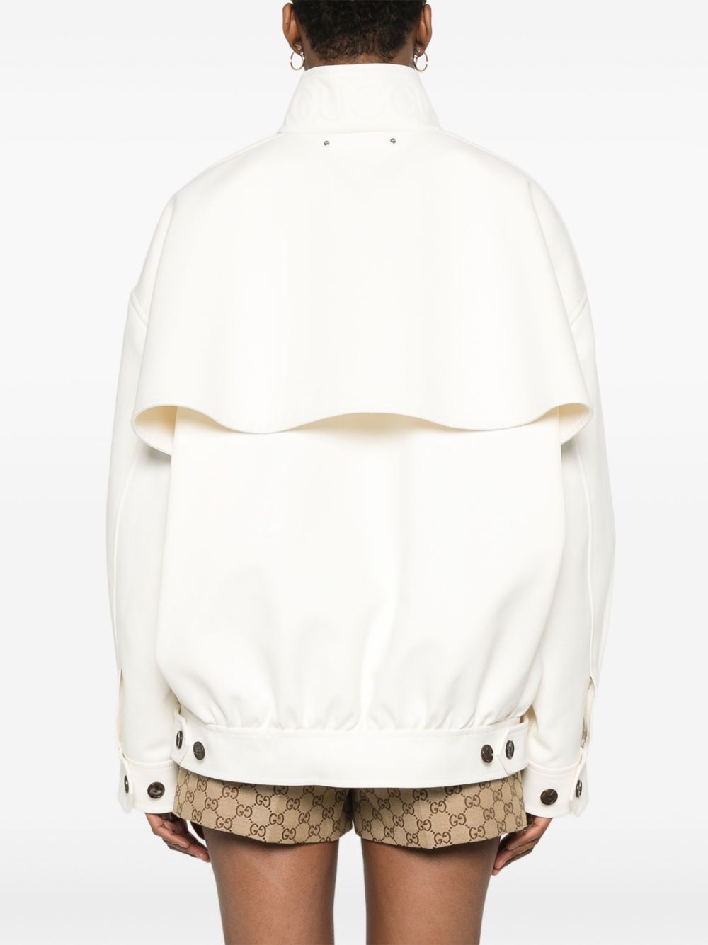 GUCCI Concealed Front Zip Jacket with Decorative Waist Tabs