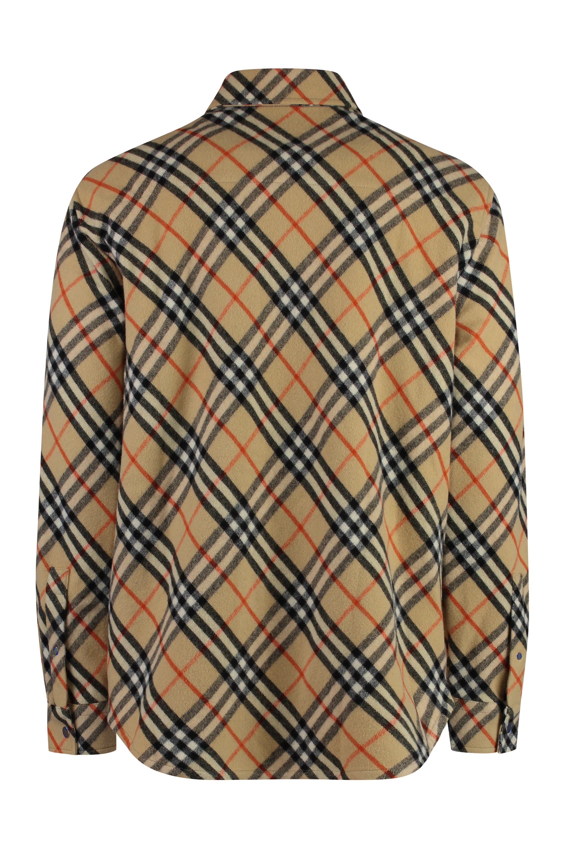 BURBERRY Wool Overshirt with Check Motif for Men