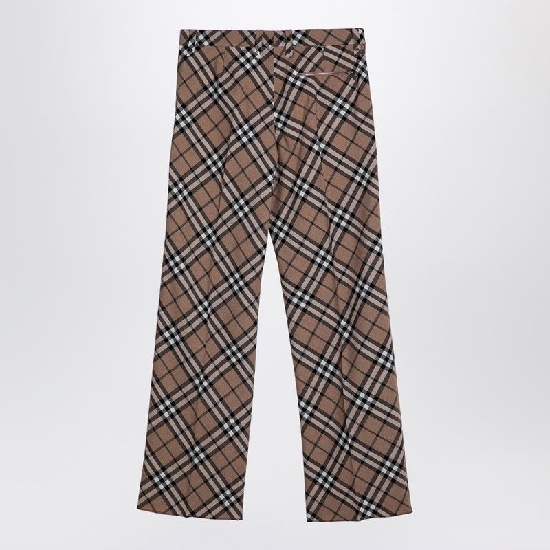 BURBERRY Wool Blend Trousers with Check Motif for Men - Fall/Winter 2025