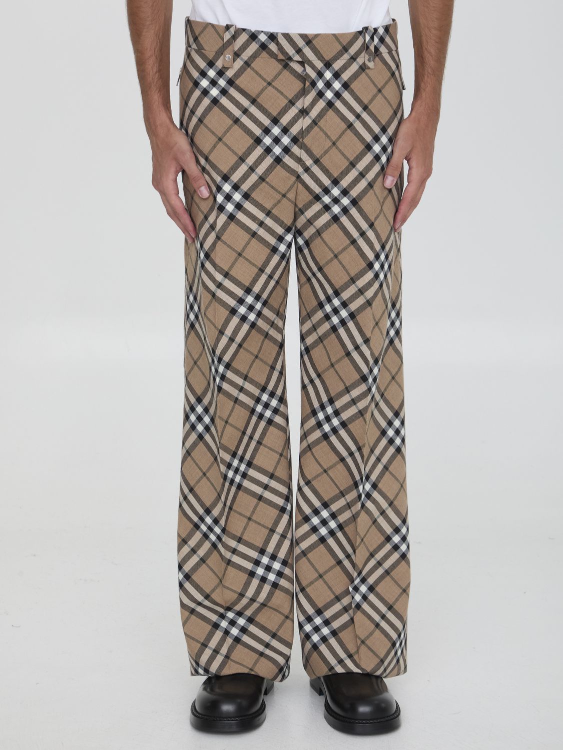 BURBERRY Checked Embroidered Polyester Blend Pants - Sizes Available