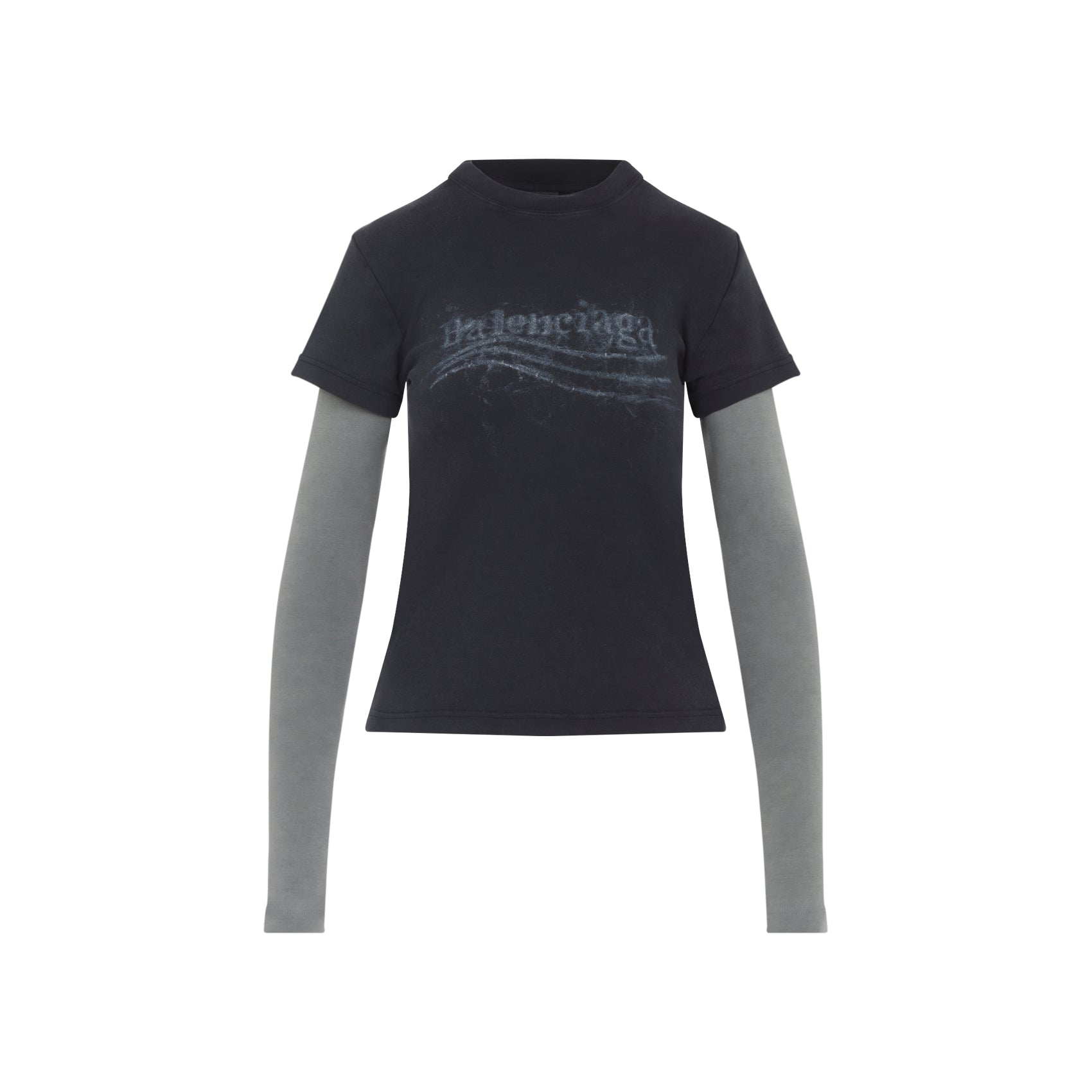 BALENCIAGA Washed Mini T-Shirt with Double Sleeves – Political Statement