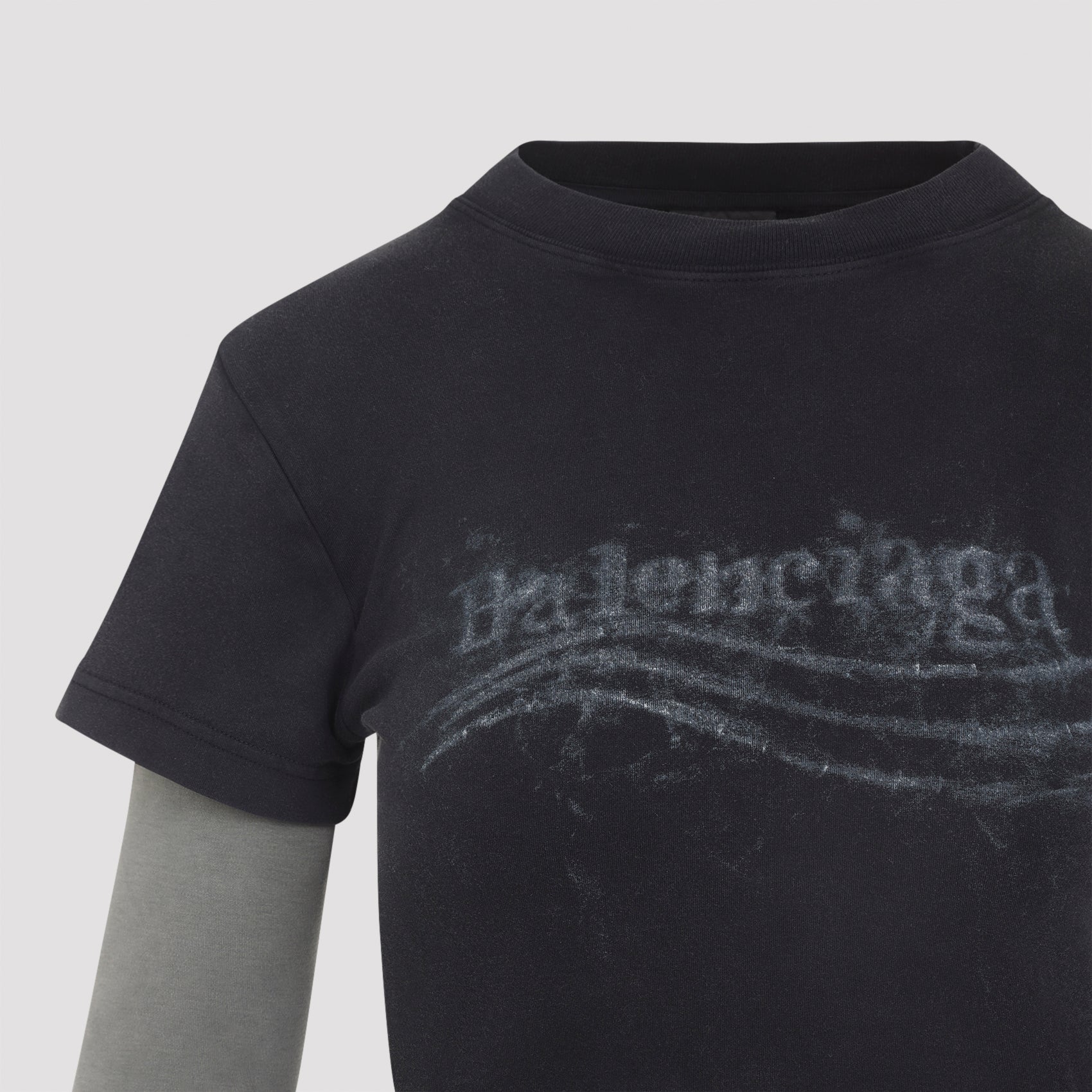 BALENCIAGA Washed Mini T-Shirt with Double Sleeves – Political Statement
