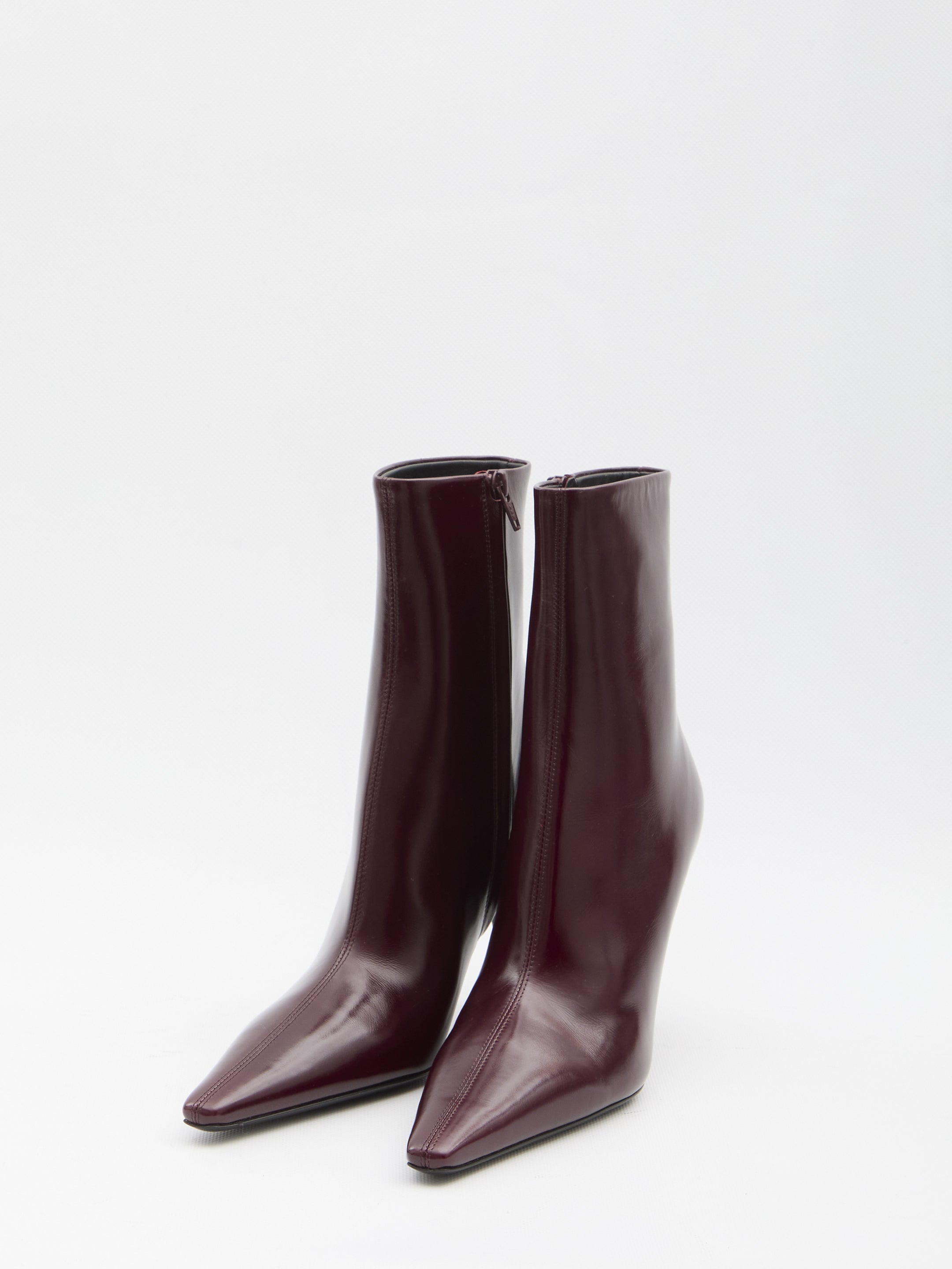 SAINT LAURENT Women's Vintage Smooth Calfskin Leather Ankle Boots - 9 cm Heel