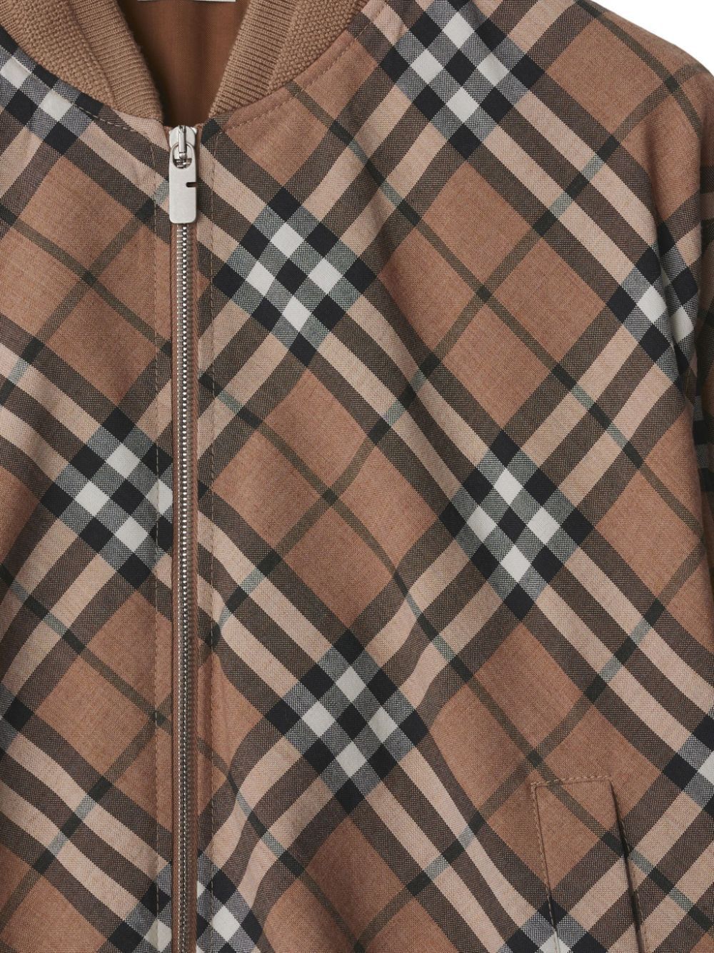 BURBERRY Check Wool Blend Harrington Jacket for Men
