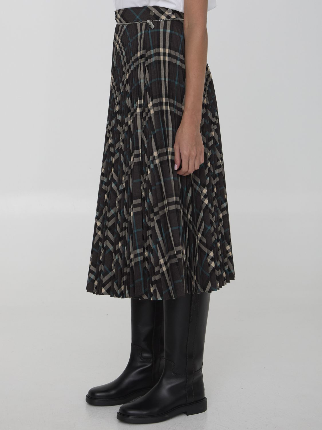 BURBERRY Check Pleated Mini Skirt