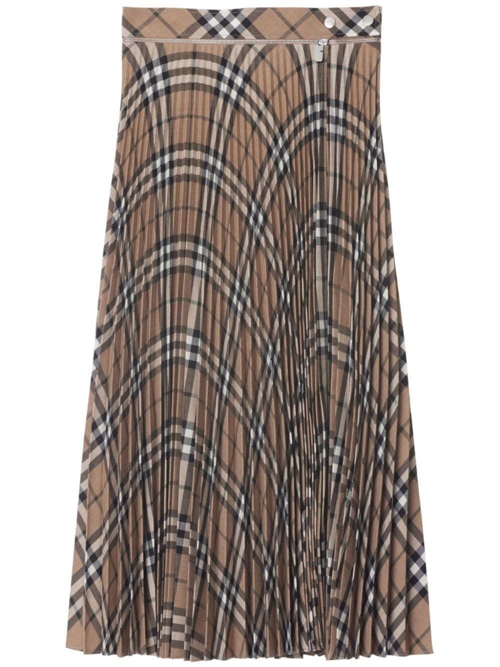 BURBERRY Pleated Check Mini Skirt