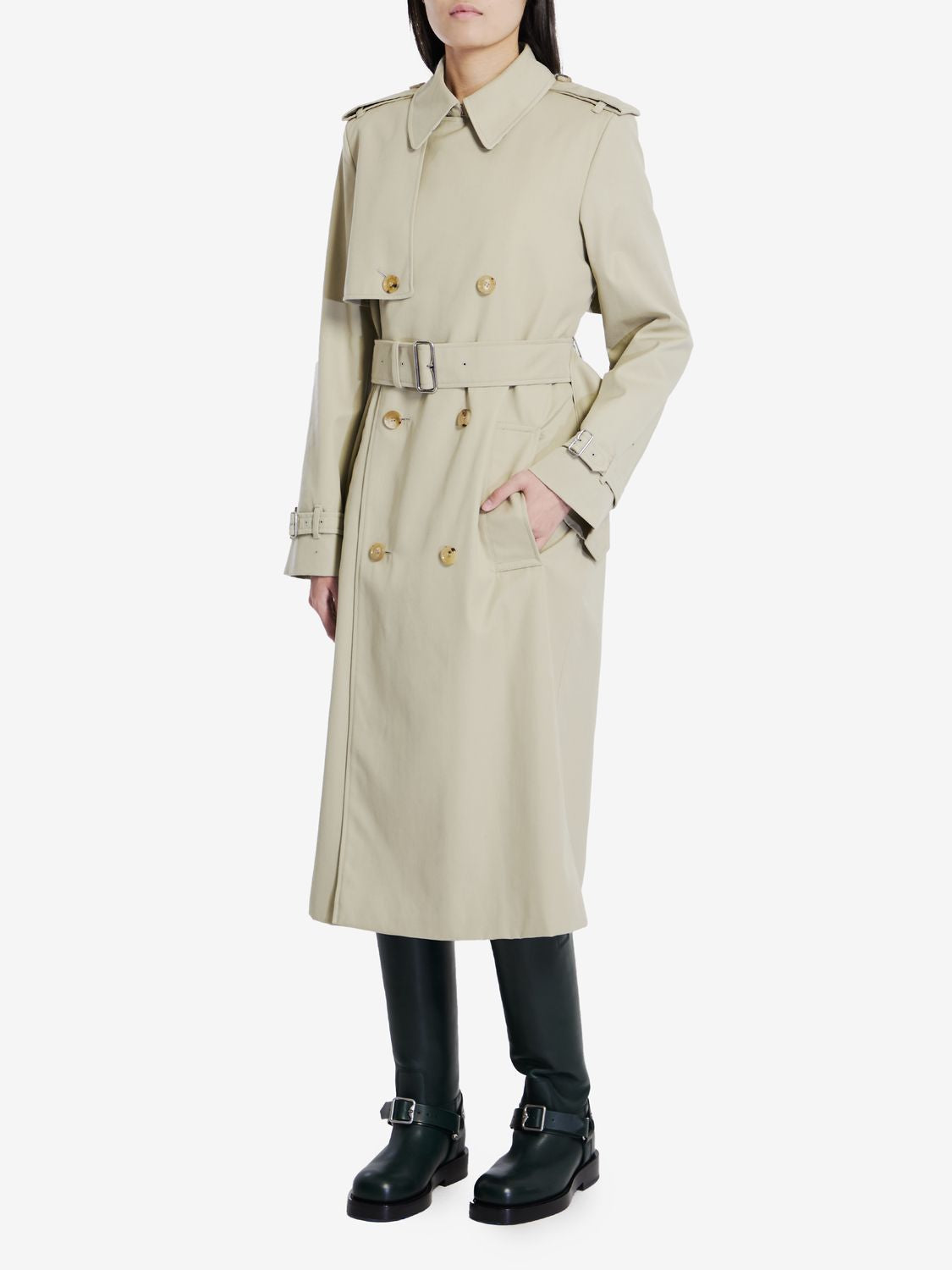 BURBERRY Cotton Gabardine Weave Epaulette Coat