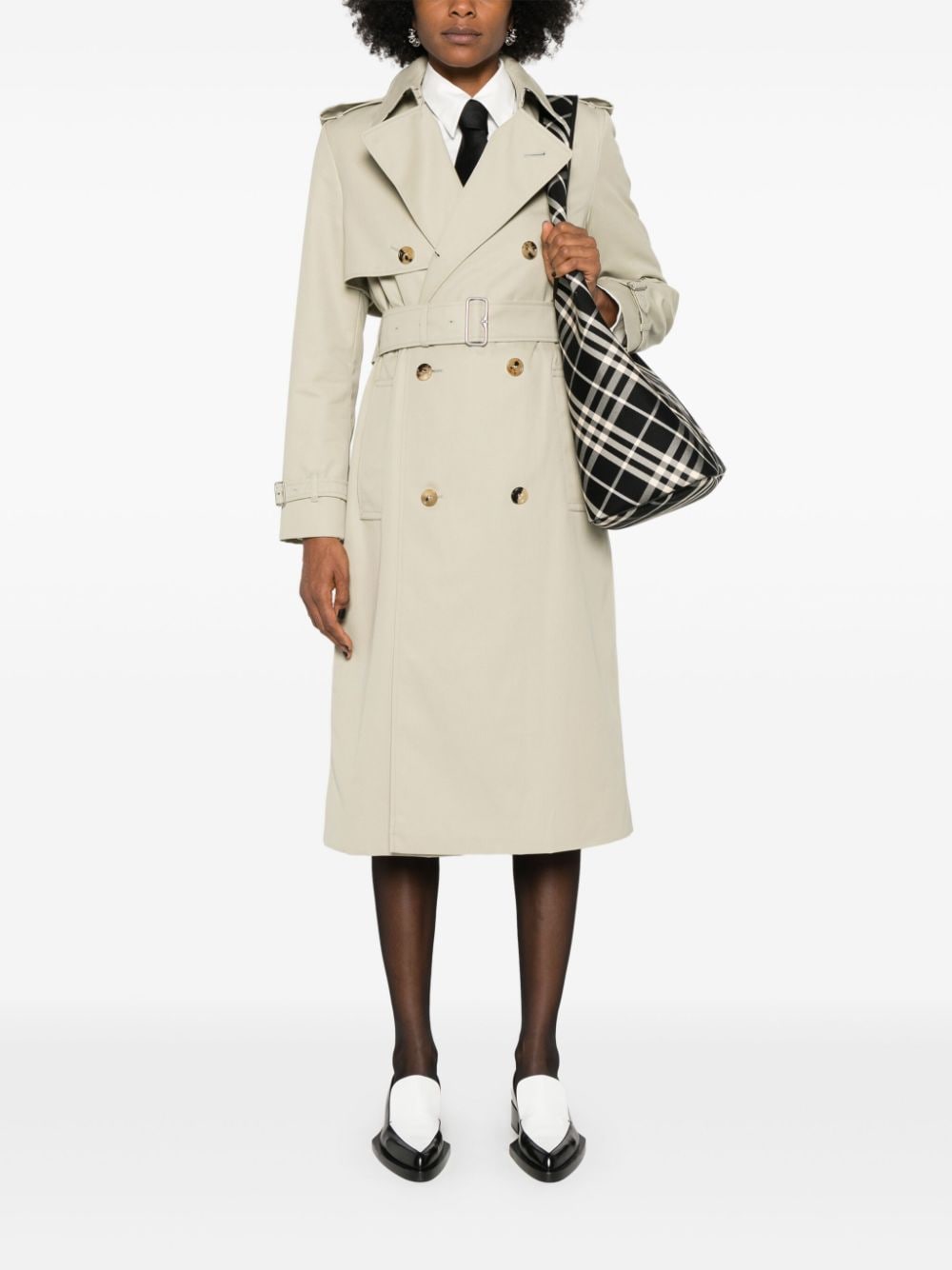 BURBERRY Cotton Gabardine Weave Epaulette Coat