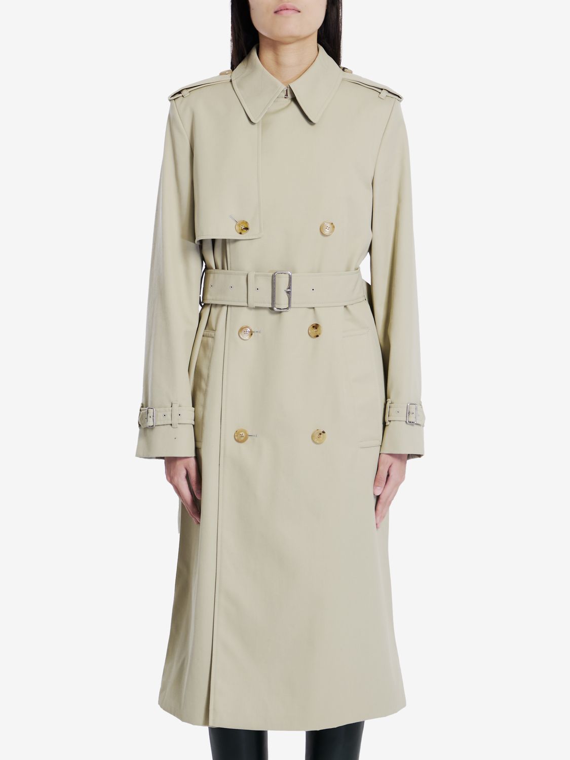 BURBERRY Cotton Gabardine Weave Epaulette Coat