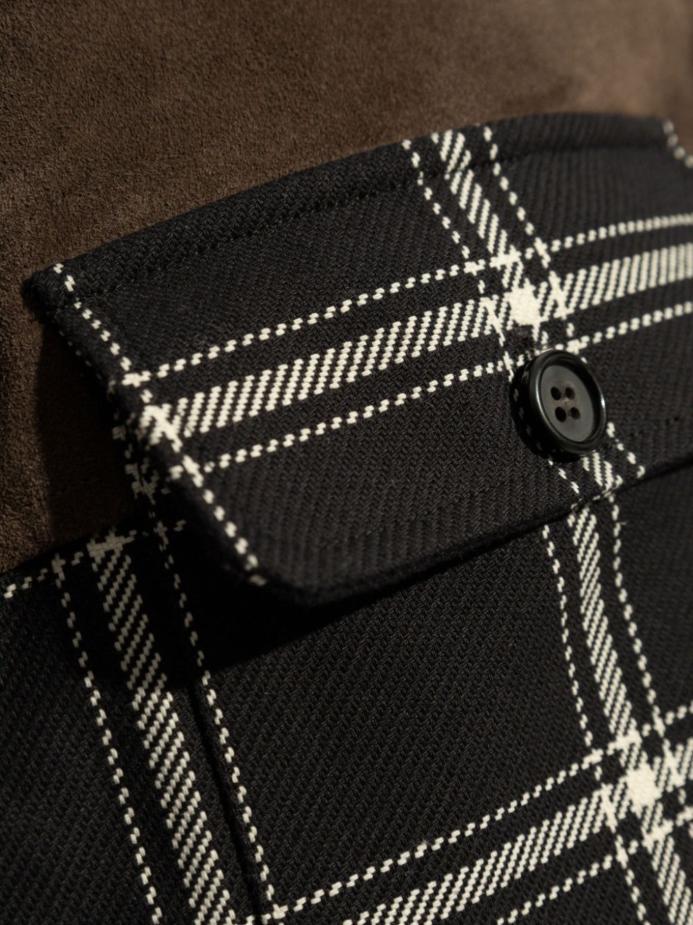 ALEXANDER MCQUEEN Checkered Design Overshirt with Suede Collar - Men's Loose Fit