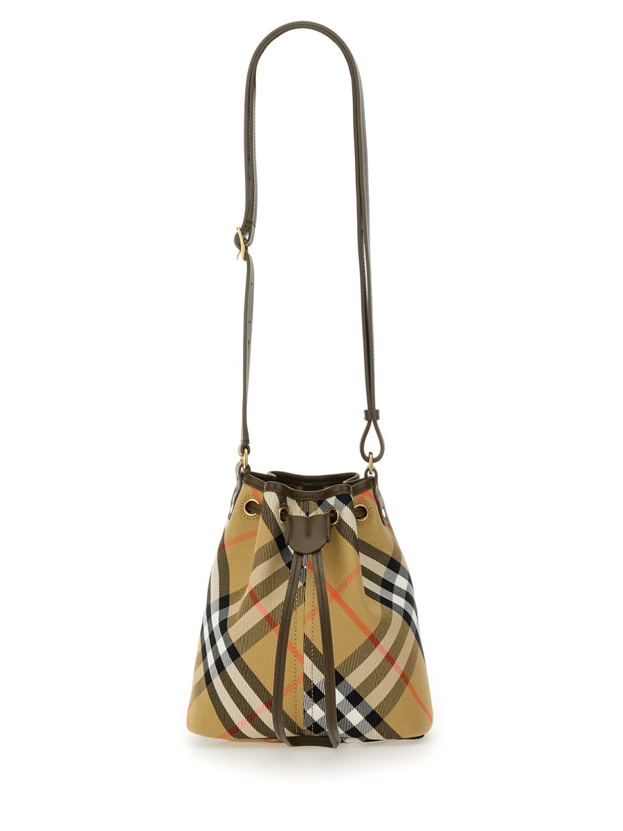 BURBERRY Mini Check Bucket Handbag