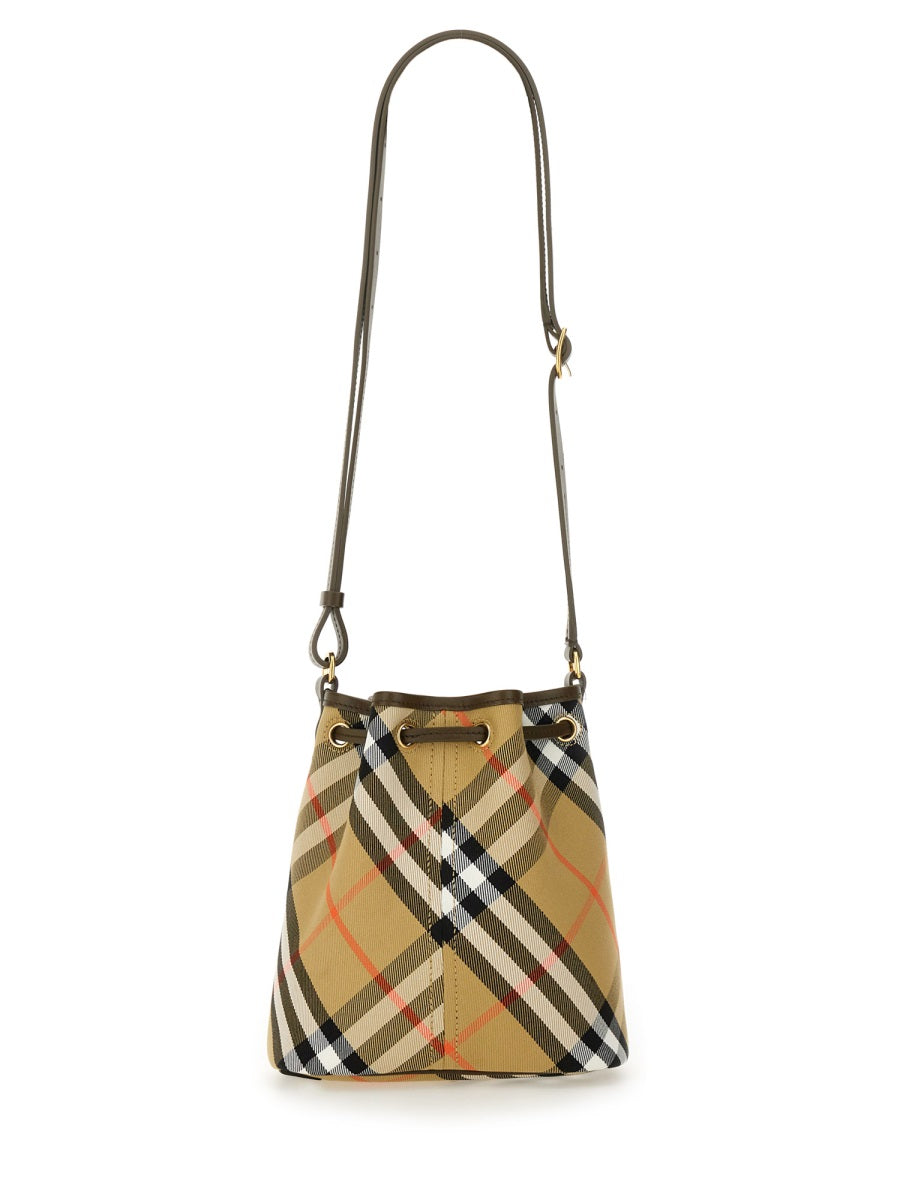 BURBERRY Mini Check Bucket Handbag