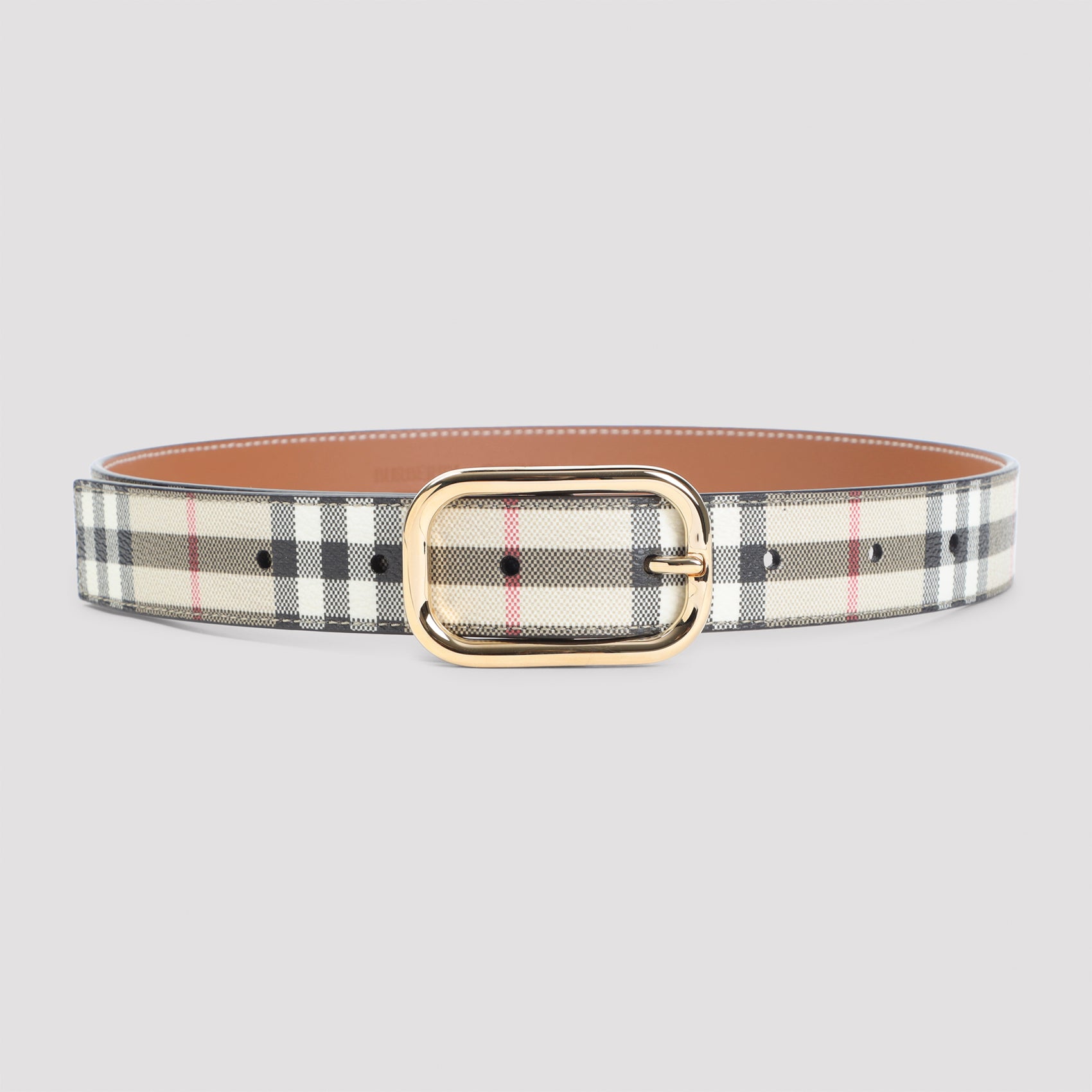 BURBERRY Check Print Belt - 3cm Width