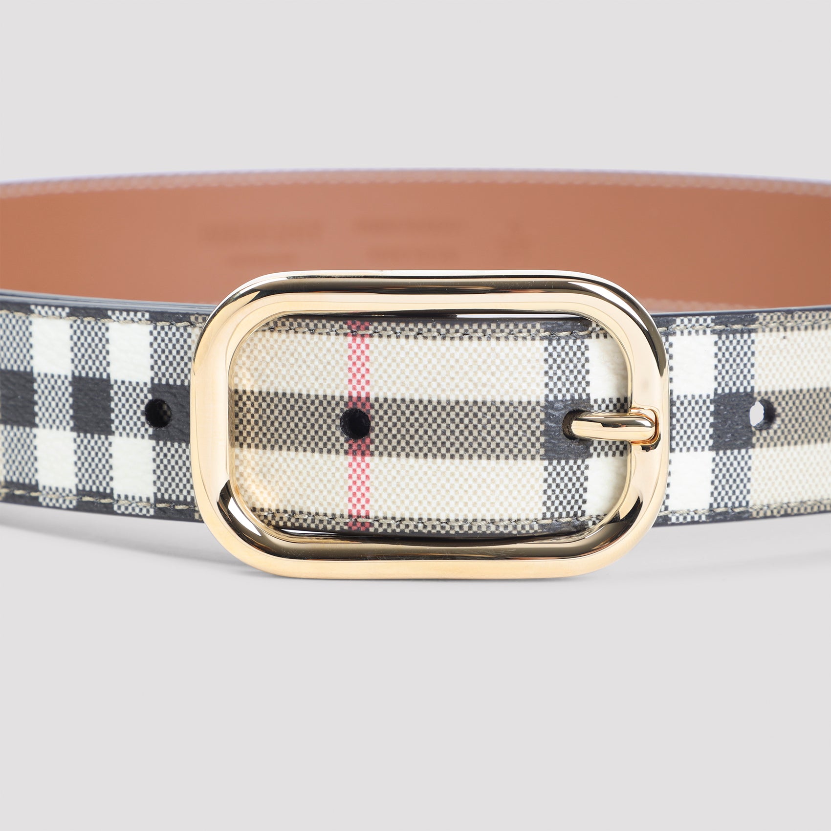 BURBERRY Check Print Belt - 3cm Width