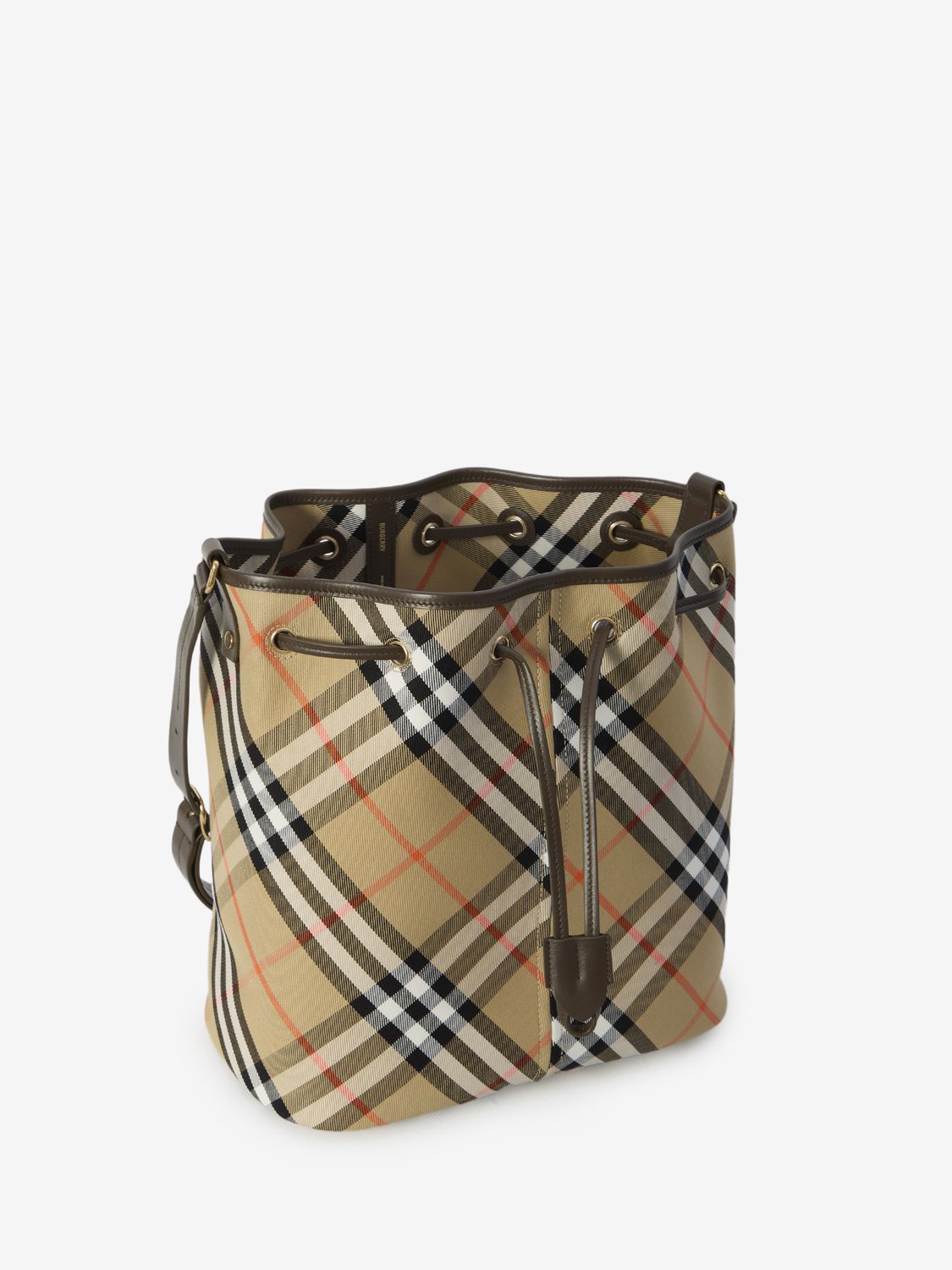 BURBERRY Vintage Check Bucket Bag with Adjustable Shoulder Strap