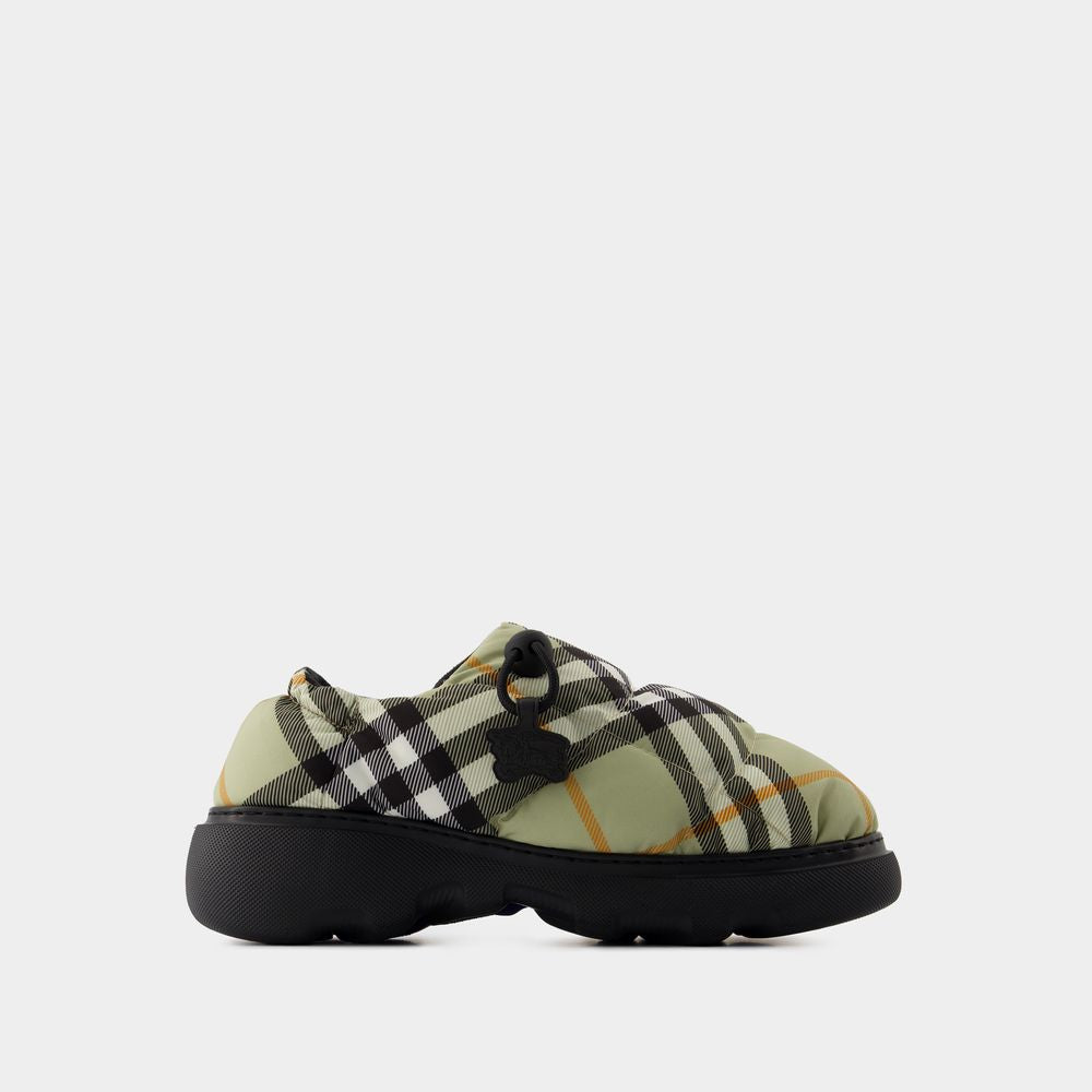 BURBERRY Printed Fabric Pillow Check Slip Ons for Women